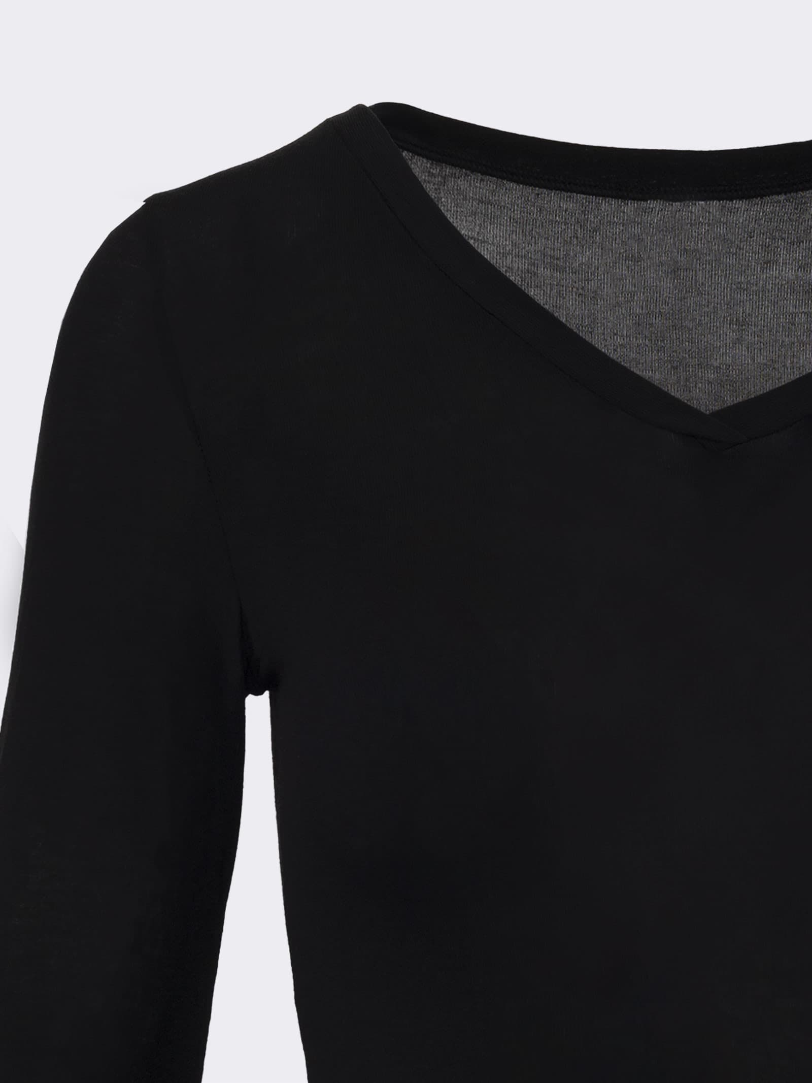 Maglia Donna Maniche Lunghe Scollo A V - Morbida A Costine In Cotone E Spandex - Basic Adherente Per Autunno E Inverno - 2
