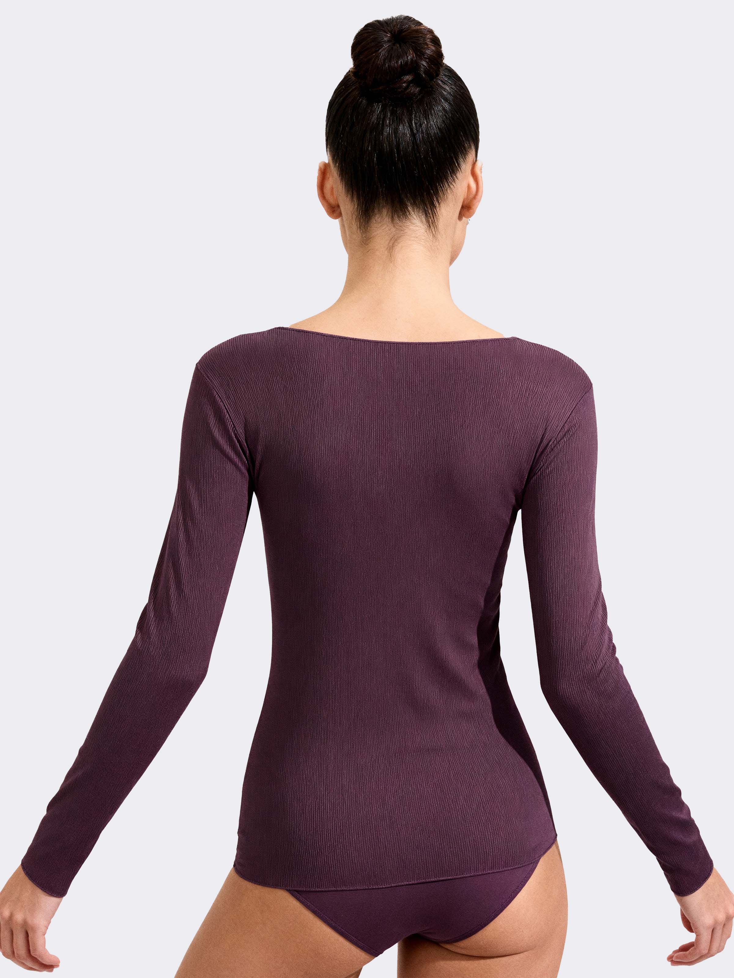 Maglia Intima Donna Manica Lunga a costina in Cashmere & Modal Collo Barchetta - Elegante e Calda - Image 2