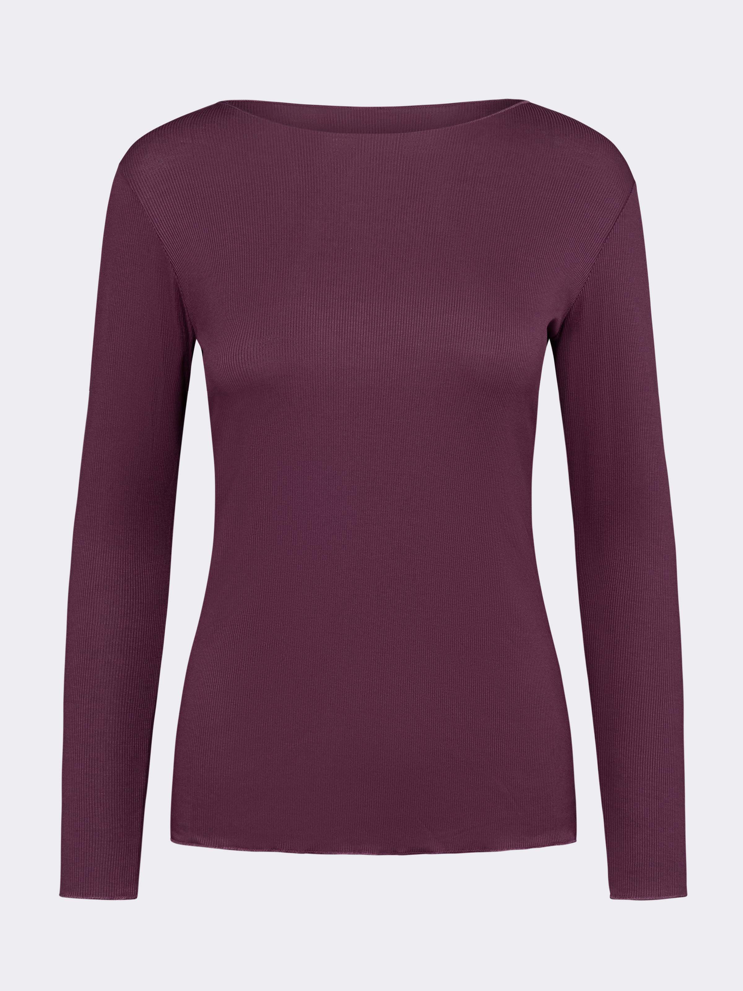 Maglia Intima Donna Manica Lunga a costina in Cashmere & Modal Collo Barchetta - Elegante e Calda - Image 4