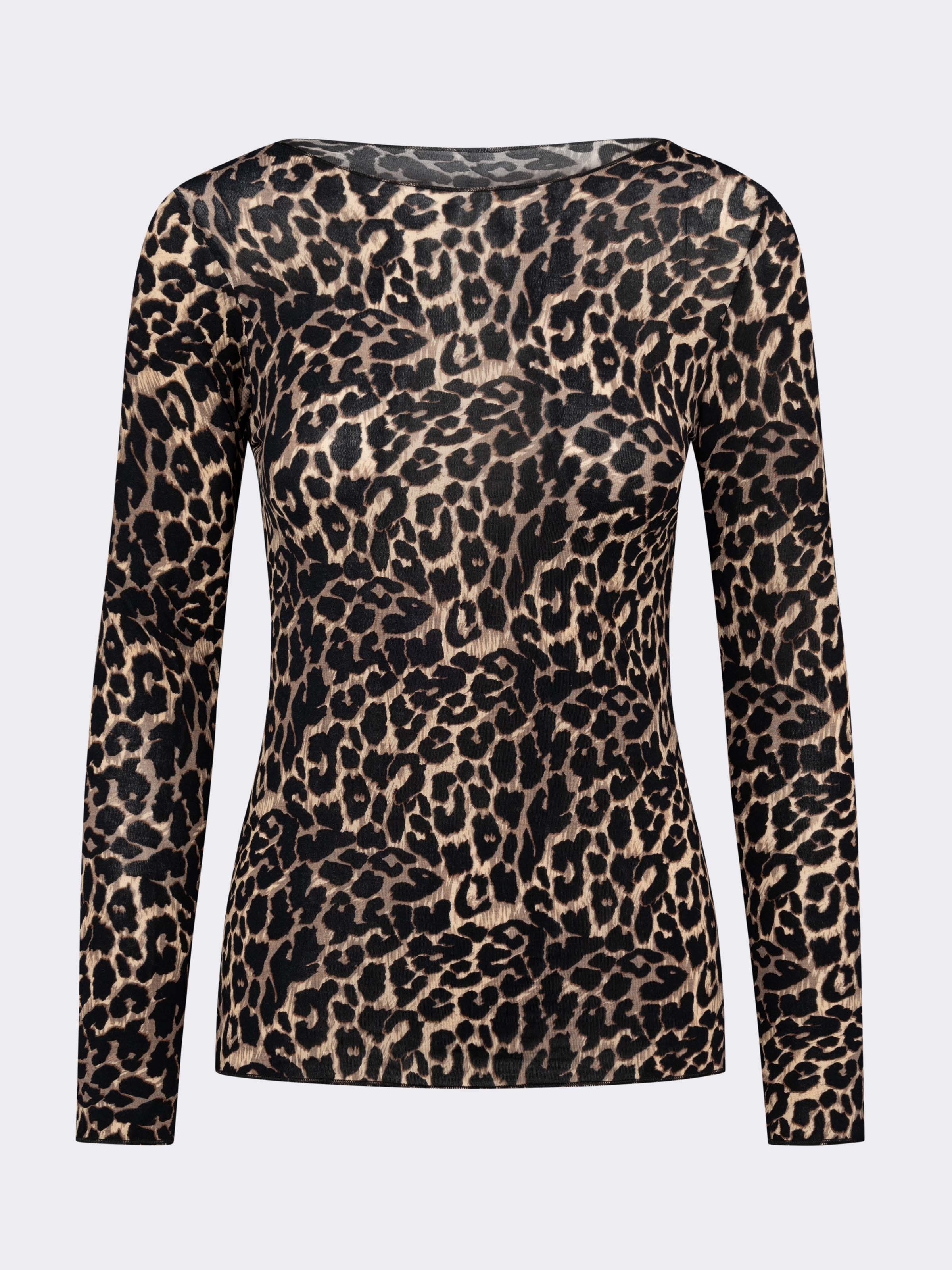 Maglia Intima Donna Manica Lunga in Cashmere & Modal Collo Barchetta Animalier - Calda - Image 4