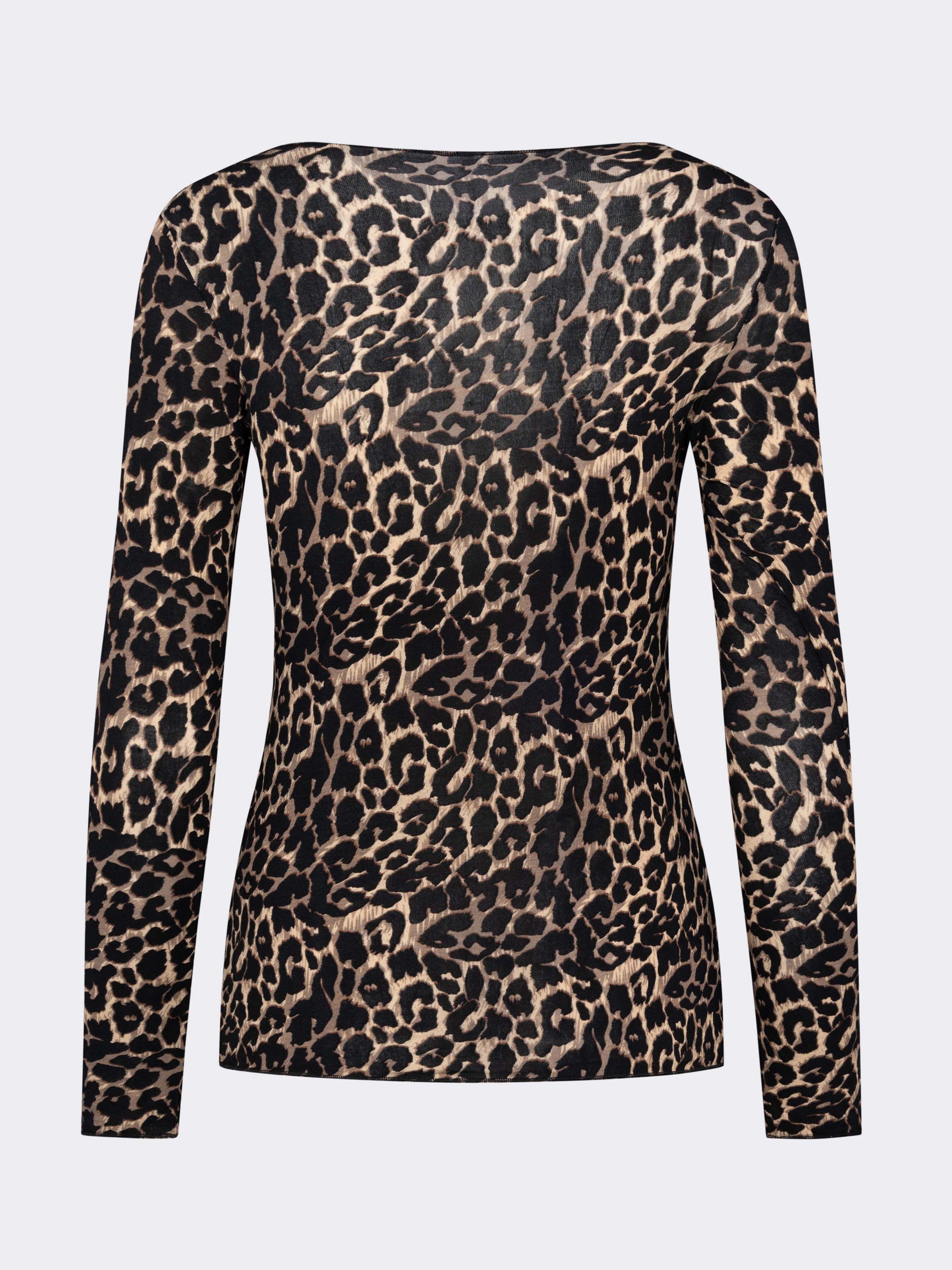 Maglia Intima Donna Manica Lunga in Cashmere & Modal Collo Barchetta Animalier - Calda - Image 5