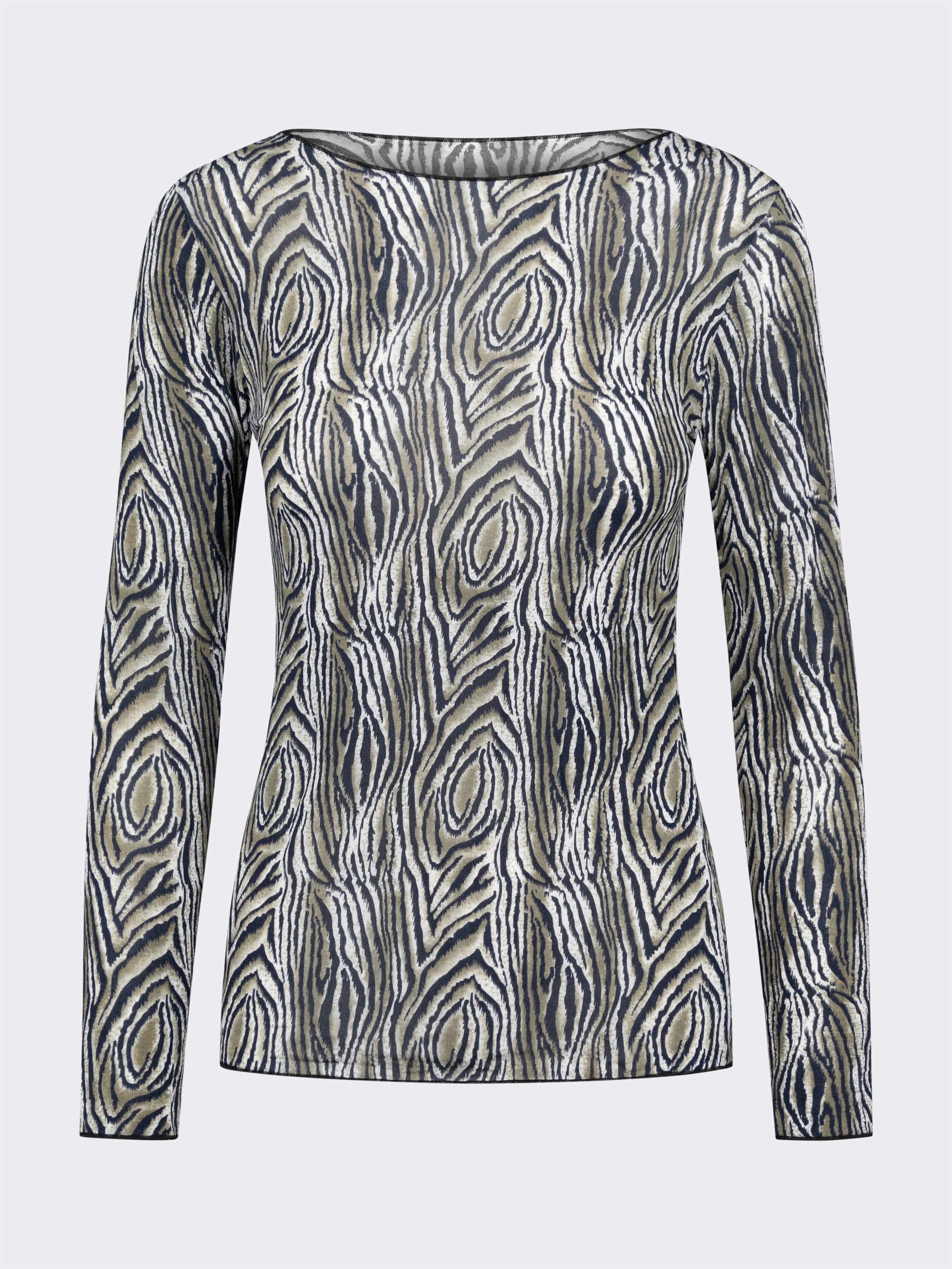 Maglia Intima Donna Manica Lunga in Cashmere & Modal Collo Barchetta Animalier - Calda - Image 4