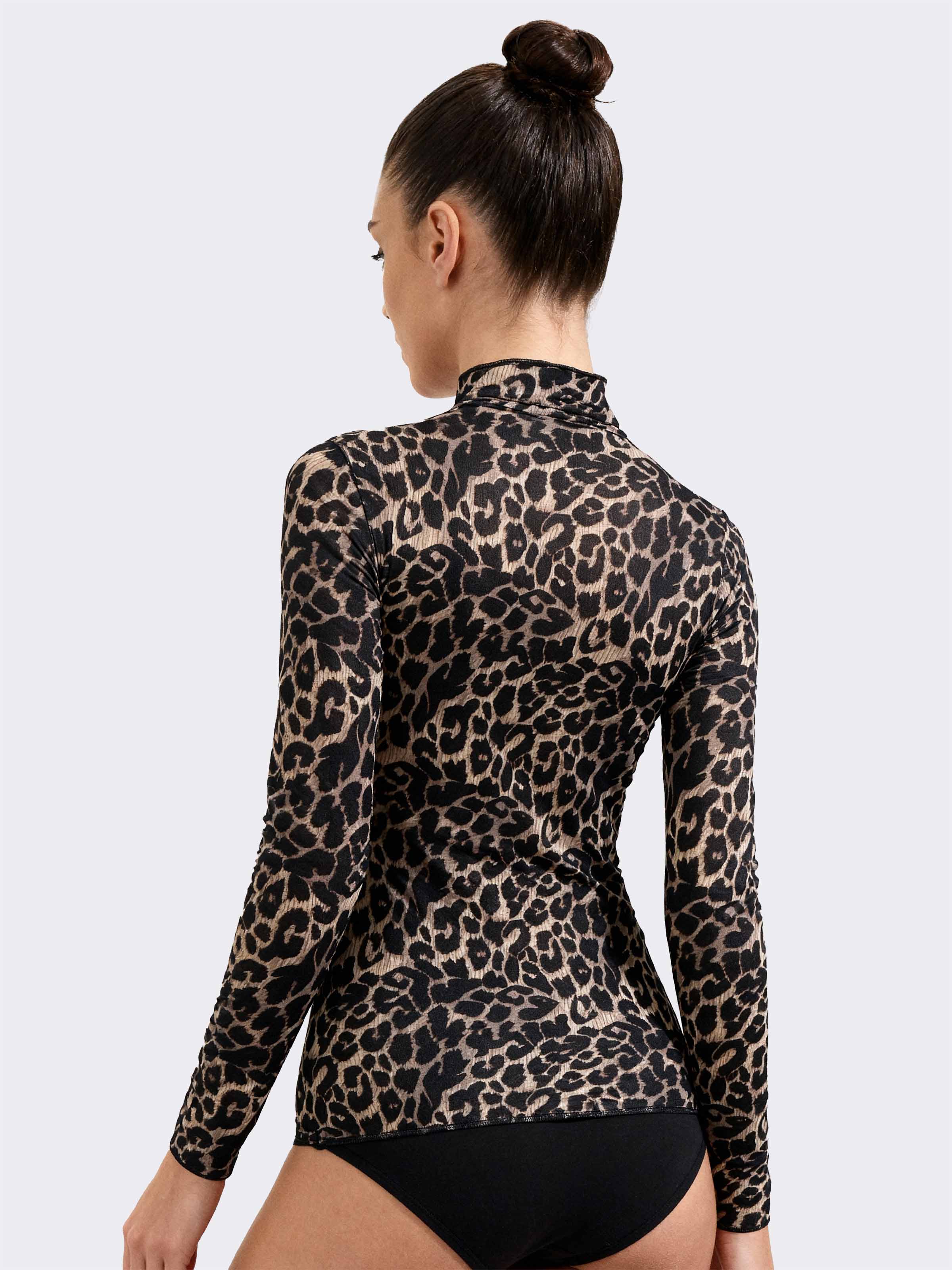Maglia Intima Dolcevita Donna Manica Lunga in Cashmere & Modal Animalier - Calda - Image 2
