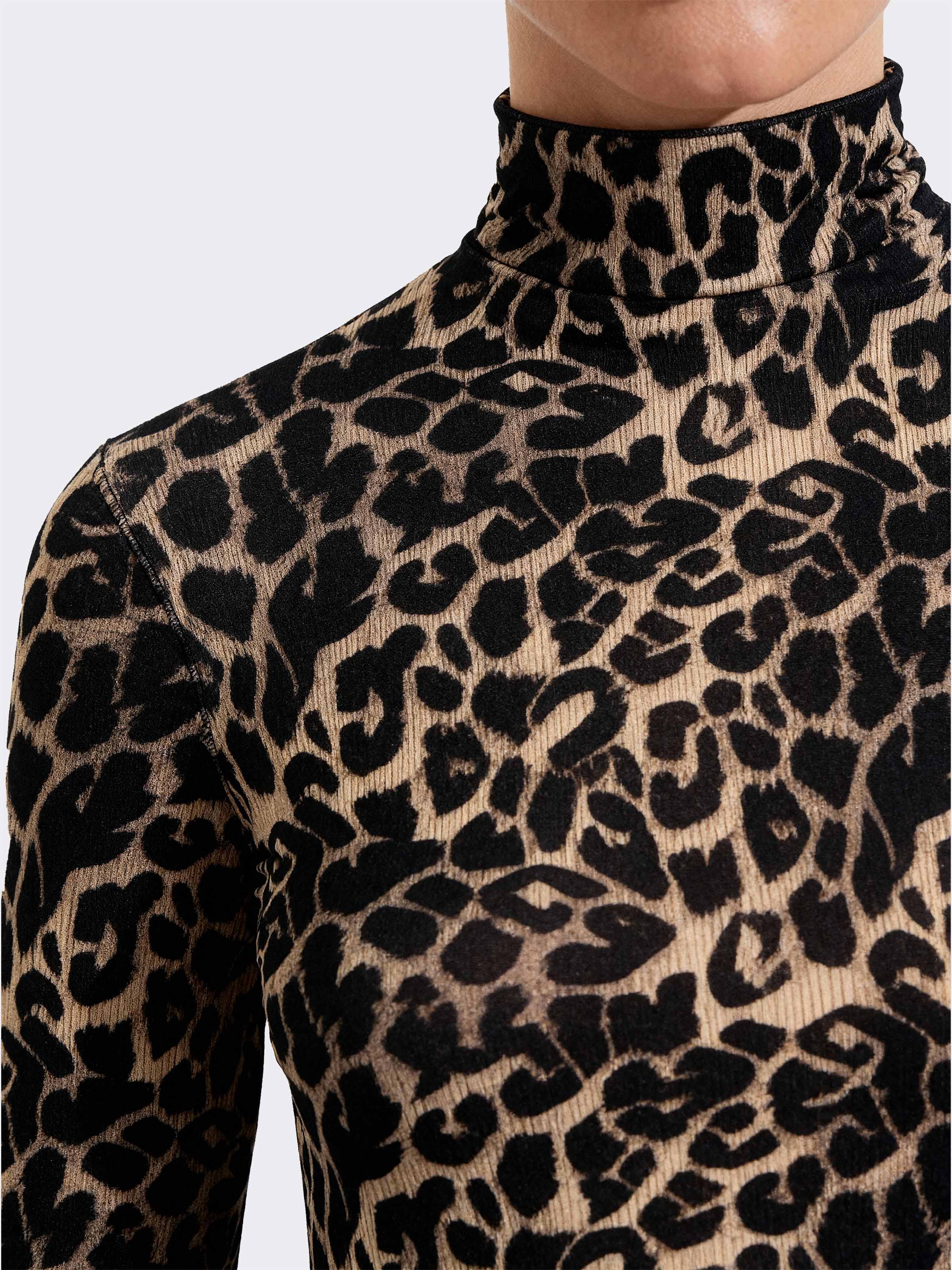 Maglia Intima Dolcevita Donna Manica Lunga in Cashmere & Modal Animalier - Calda - Image 3