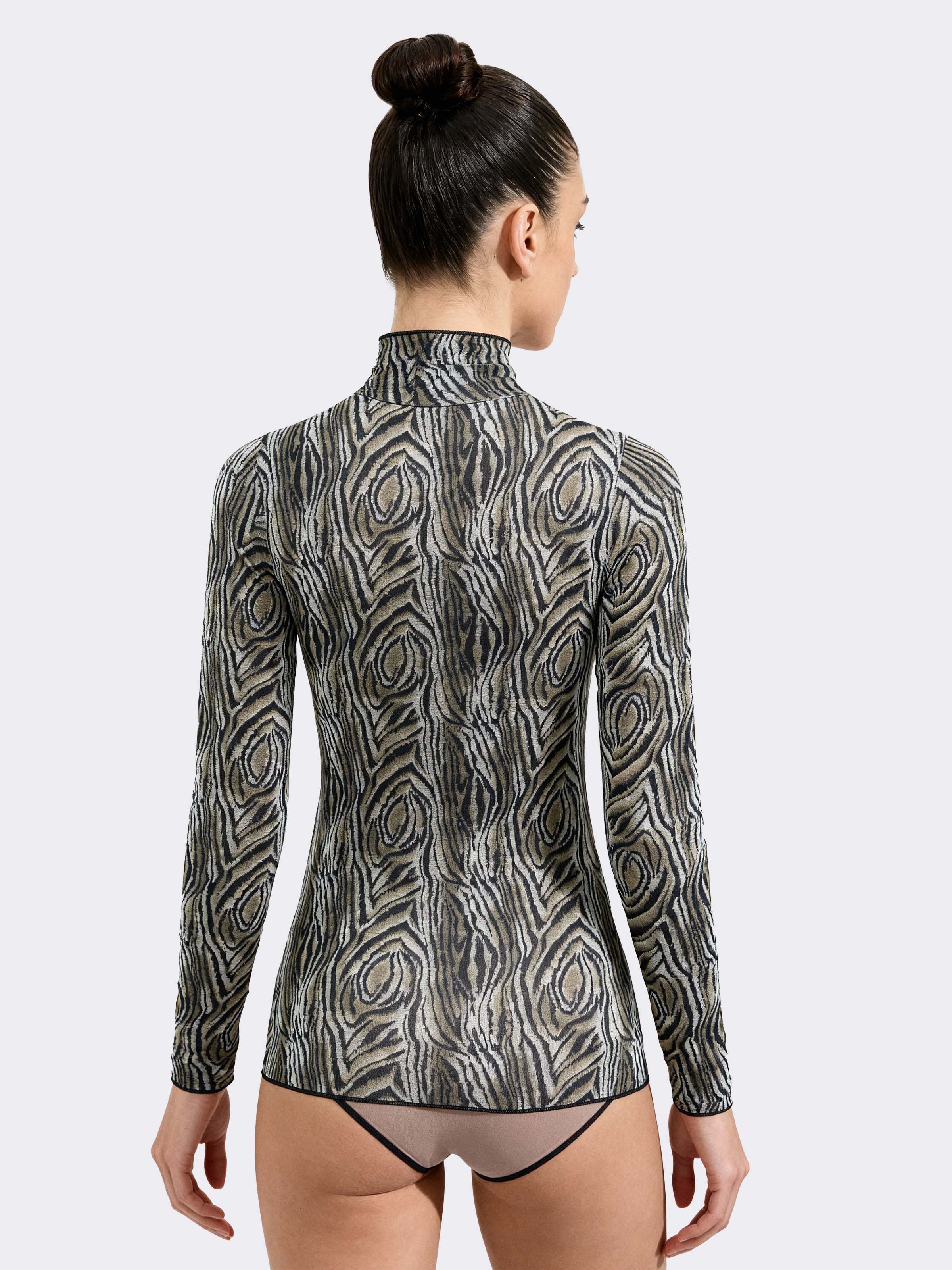 Maglia Intima Dolcevita Donna Manica Lunga in Cashmere & Modal Animalier - Calda - Image 2