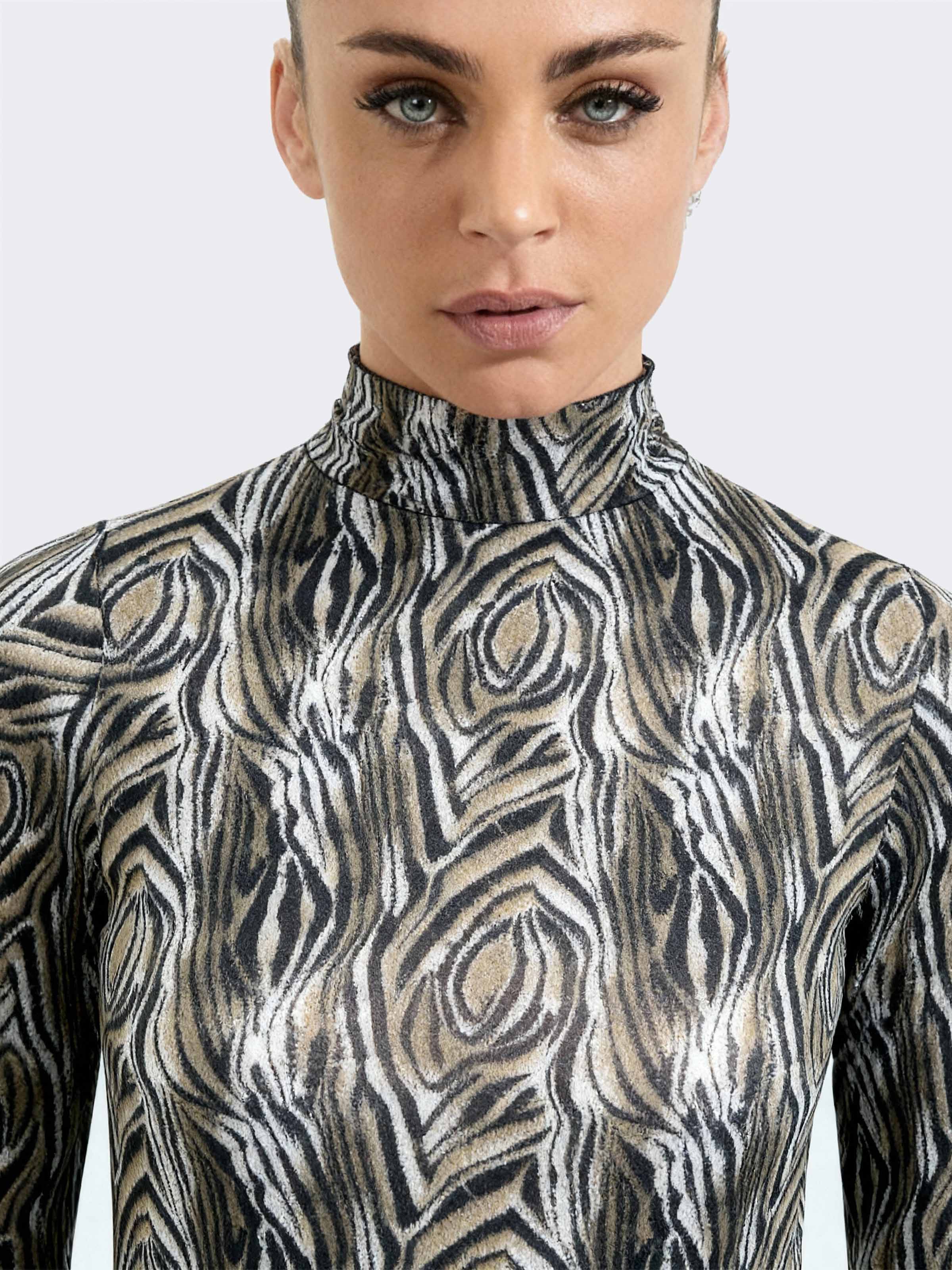 Maglia Intima Dolcevita Donna Manica Lunga in Cashmere & Modal Animalier - Calda - Image 3
