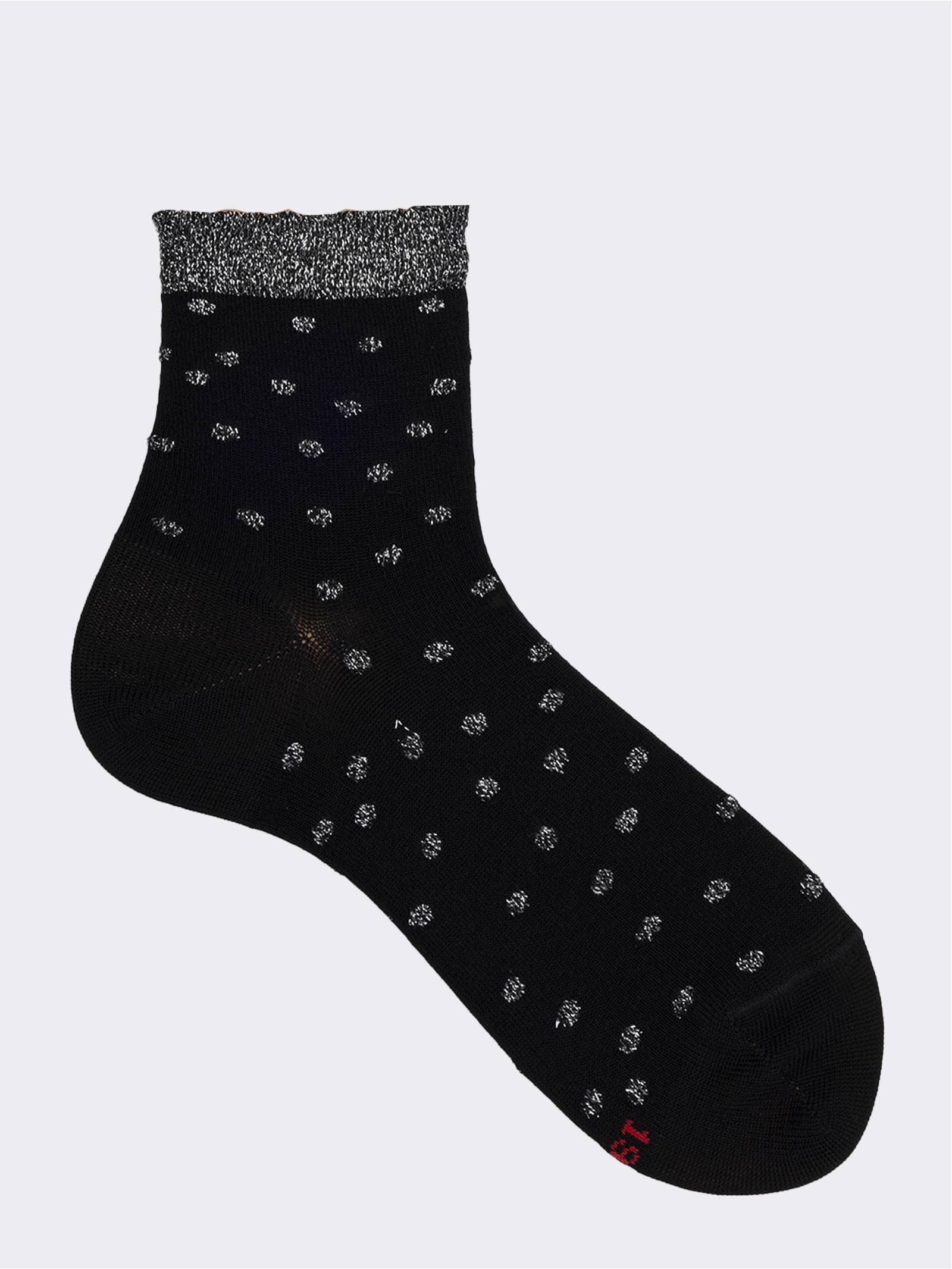 Calzini Corti Donna a Pois in Fresco Cotone - Design Elegante - Image 1