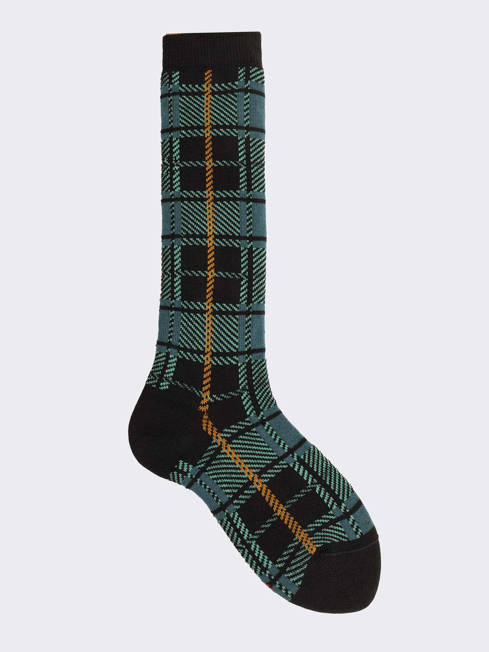 Calzini Lunghi Tartan per Bambina - Elegante Motivo Scozzese - Image 1
