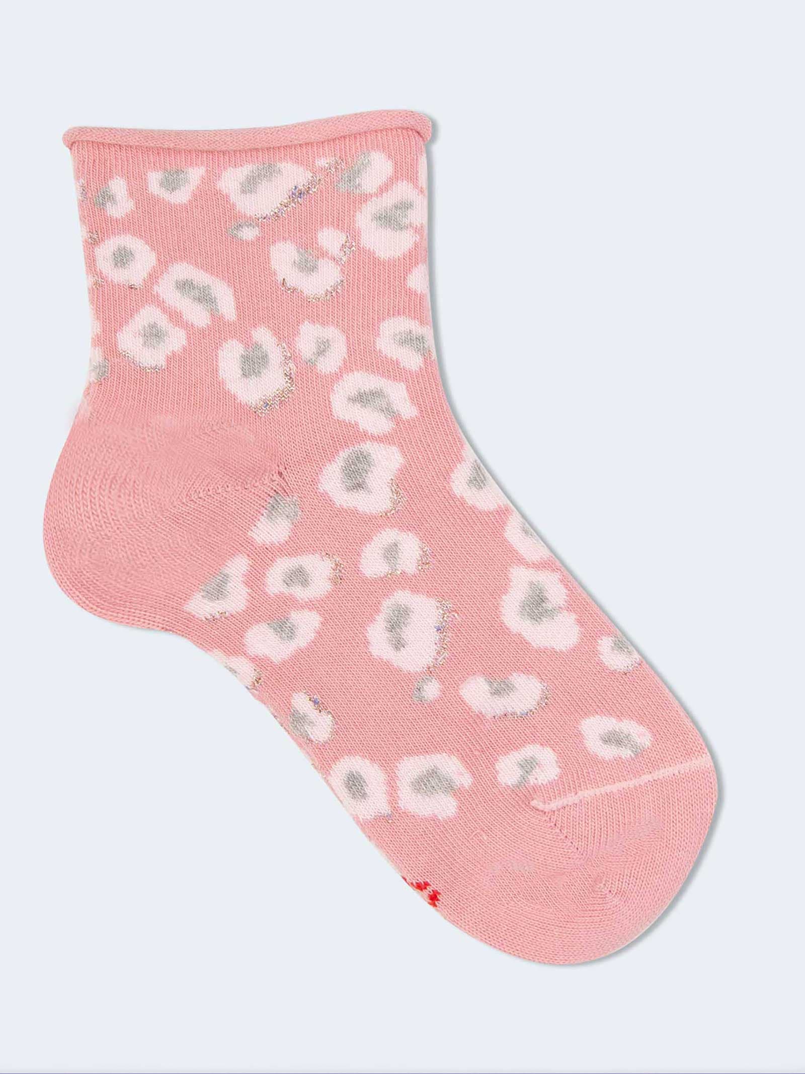 Calzini Corti Bambina con Fantasia Leopardata in Caldo Cotone Biologico - Image 1