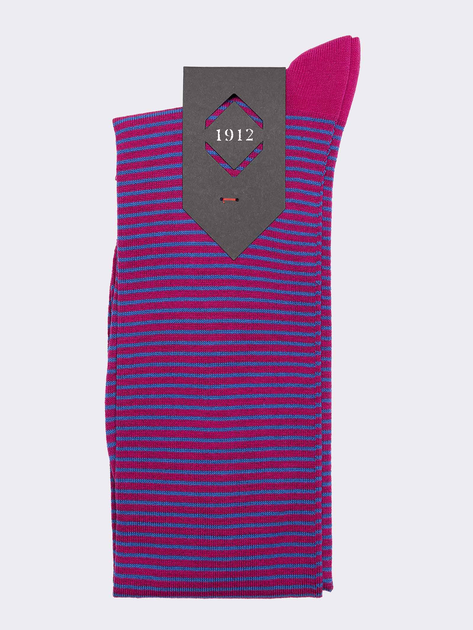 Calze lunghe uomo fantasia a righe in fresco cotone - Made in Italy - Image 3
