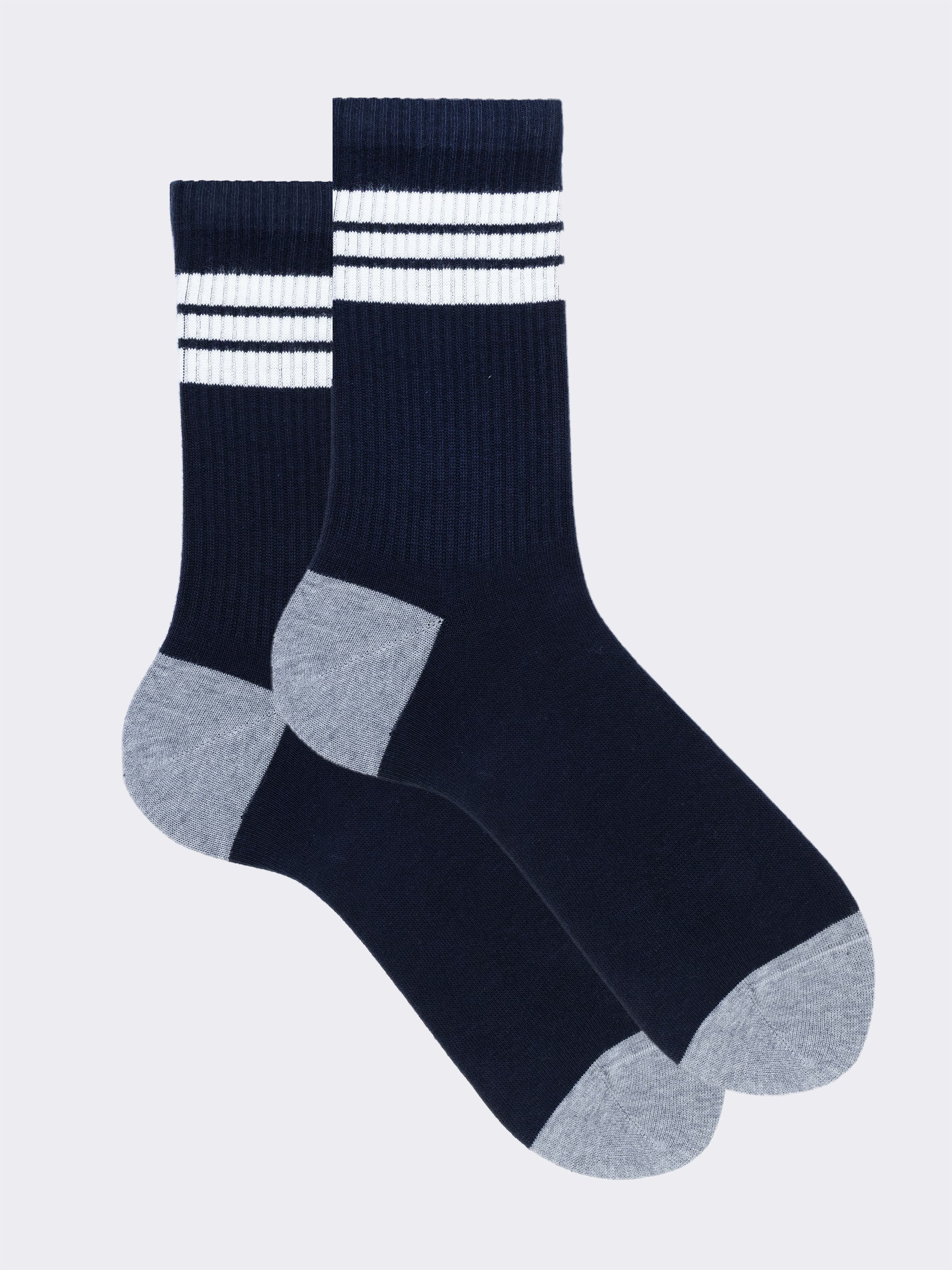 Calze Corte Sportive Uomo con Fantasia righe sul Polsino - Made in Italy