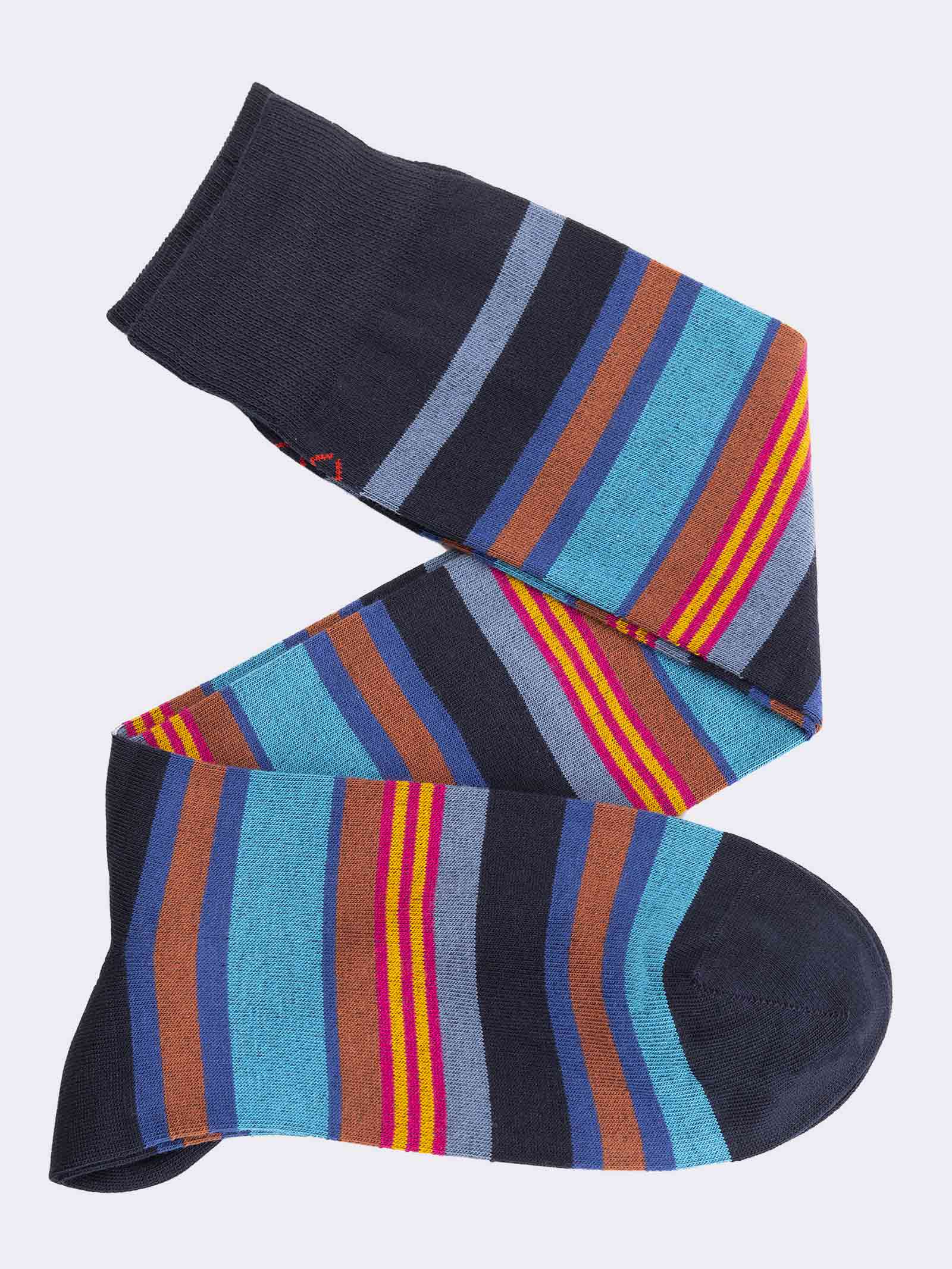 Calze Uomo Lunghe a Righe in Caldo Cotone - Design Moderno - Image 1