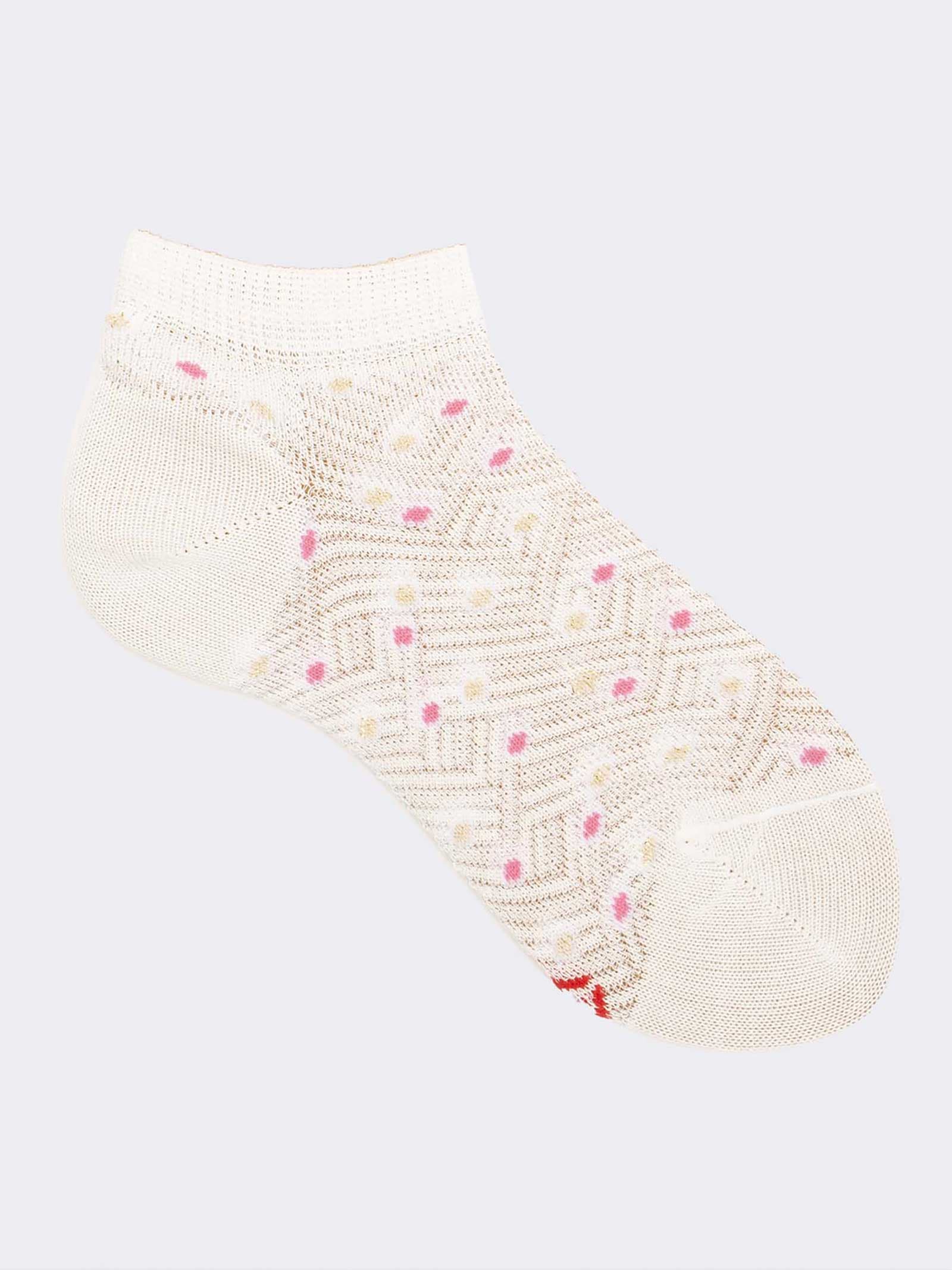 Calzini Bambina Pariscarpa con Fantasia Pois e Geometrica in Fresco Cotone - Image 1