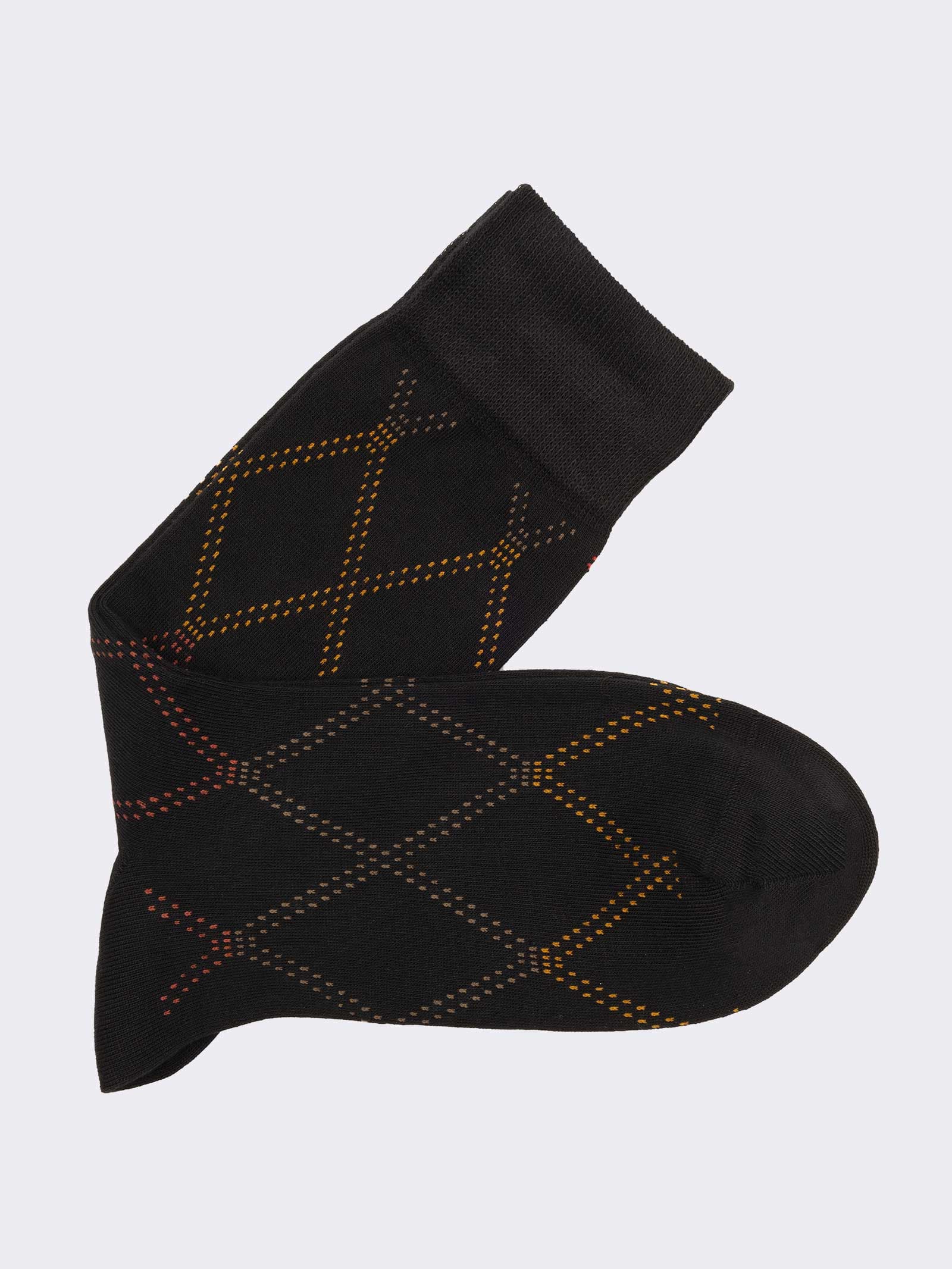 Calze corte uomo fantasia Rombi in caldo Cotone, Made in Italy - Image 1