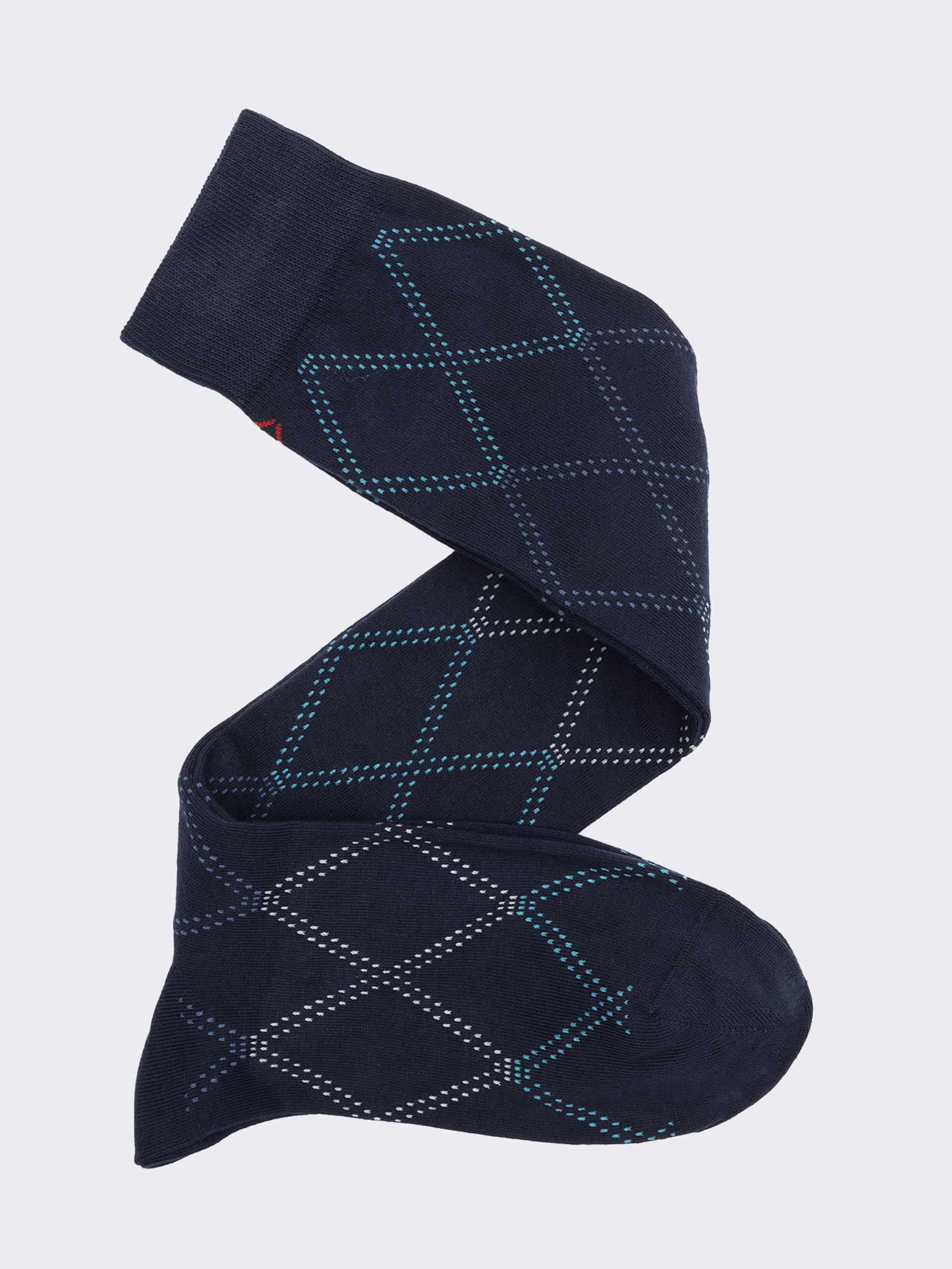 Calze lunghe uomo fantasia Rombi in caldo Cotone - Made in Italy - Image 1