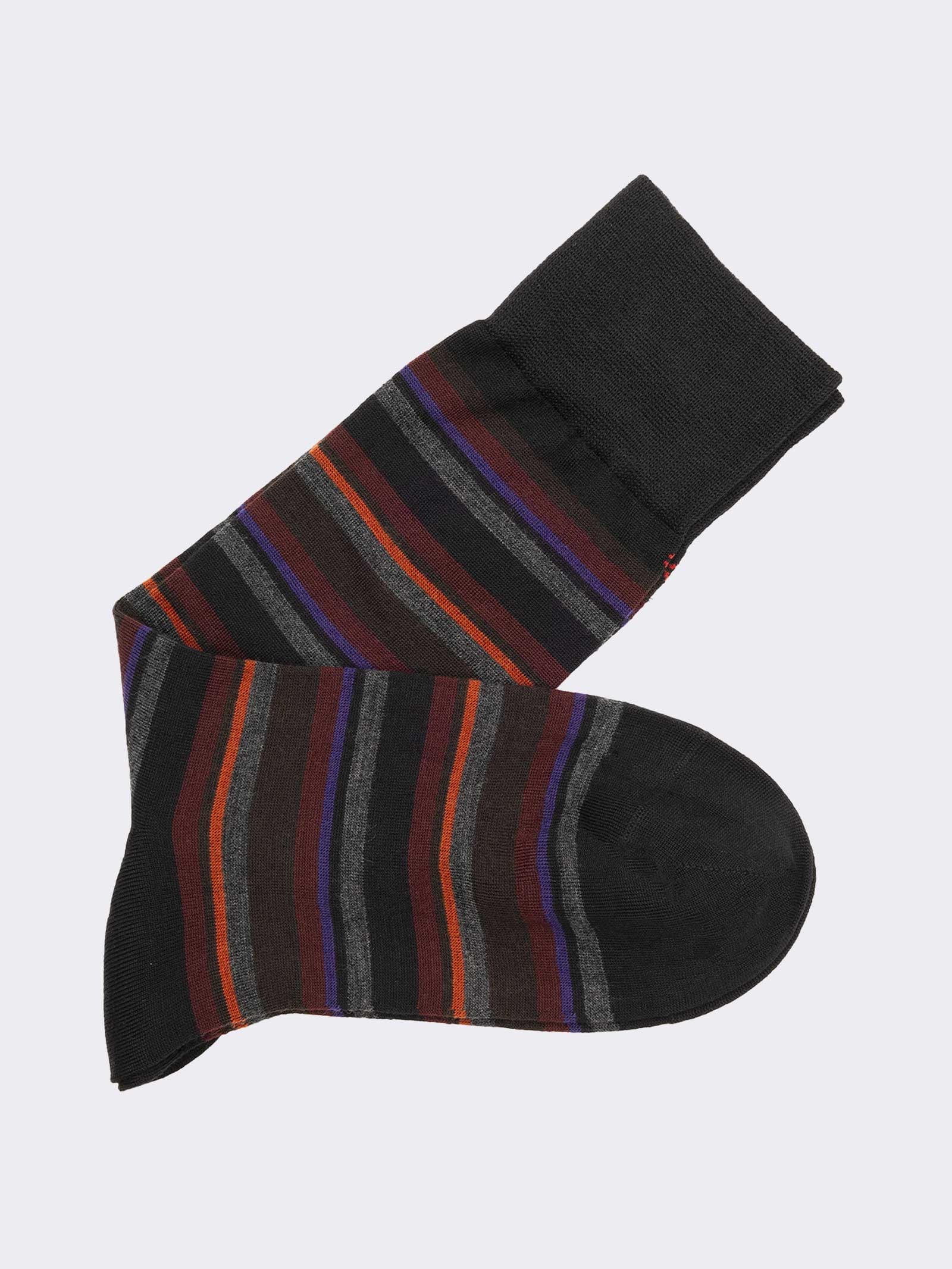 Calze Corte Uomo fantasia a Righe in Lana –  Made in Italy - Image 1