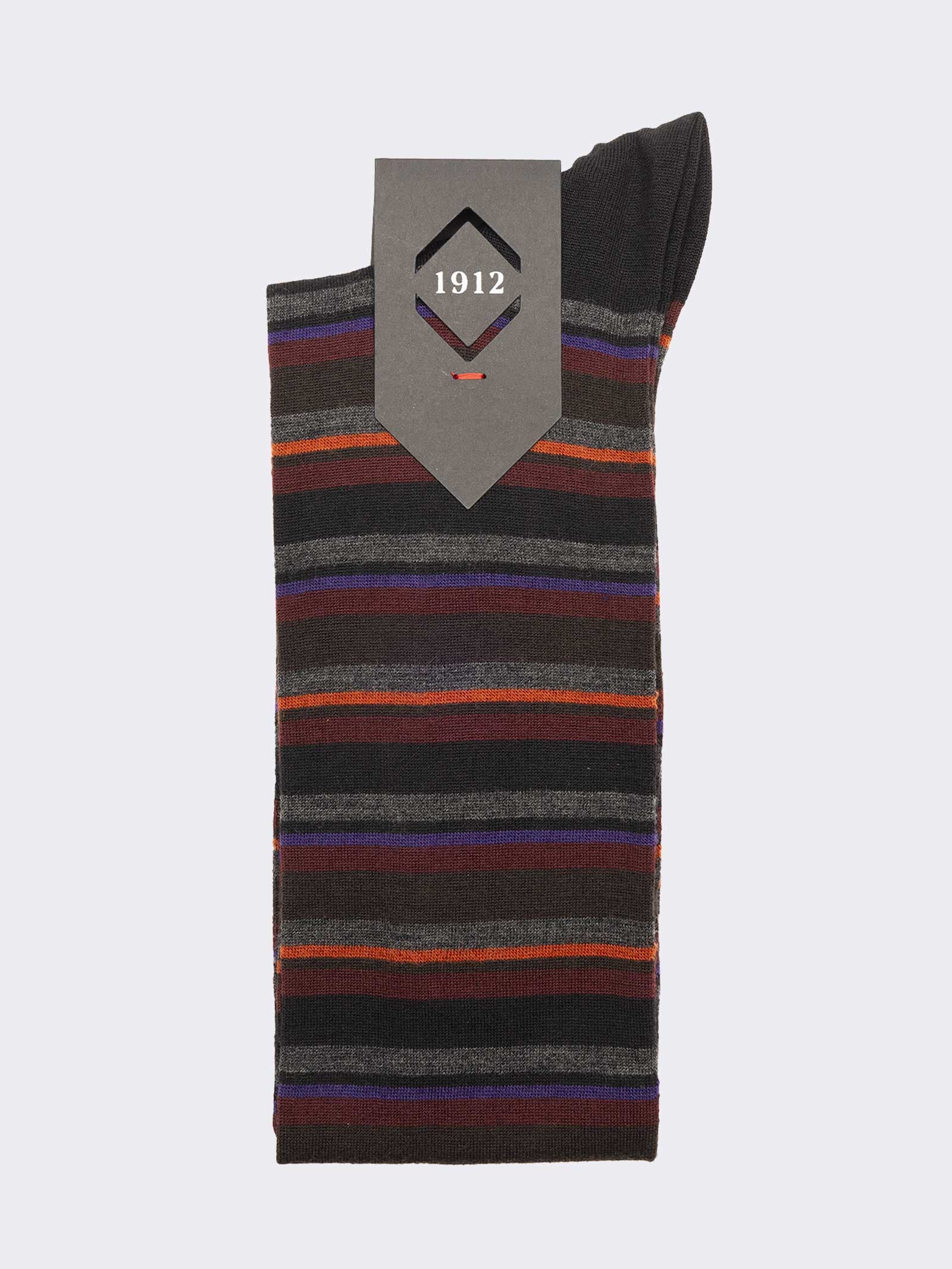 Calze lunghe uomo fantasia Righe in Lana - Made in Italy - Image 2