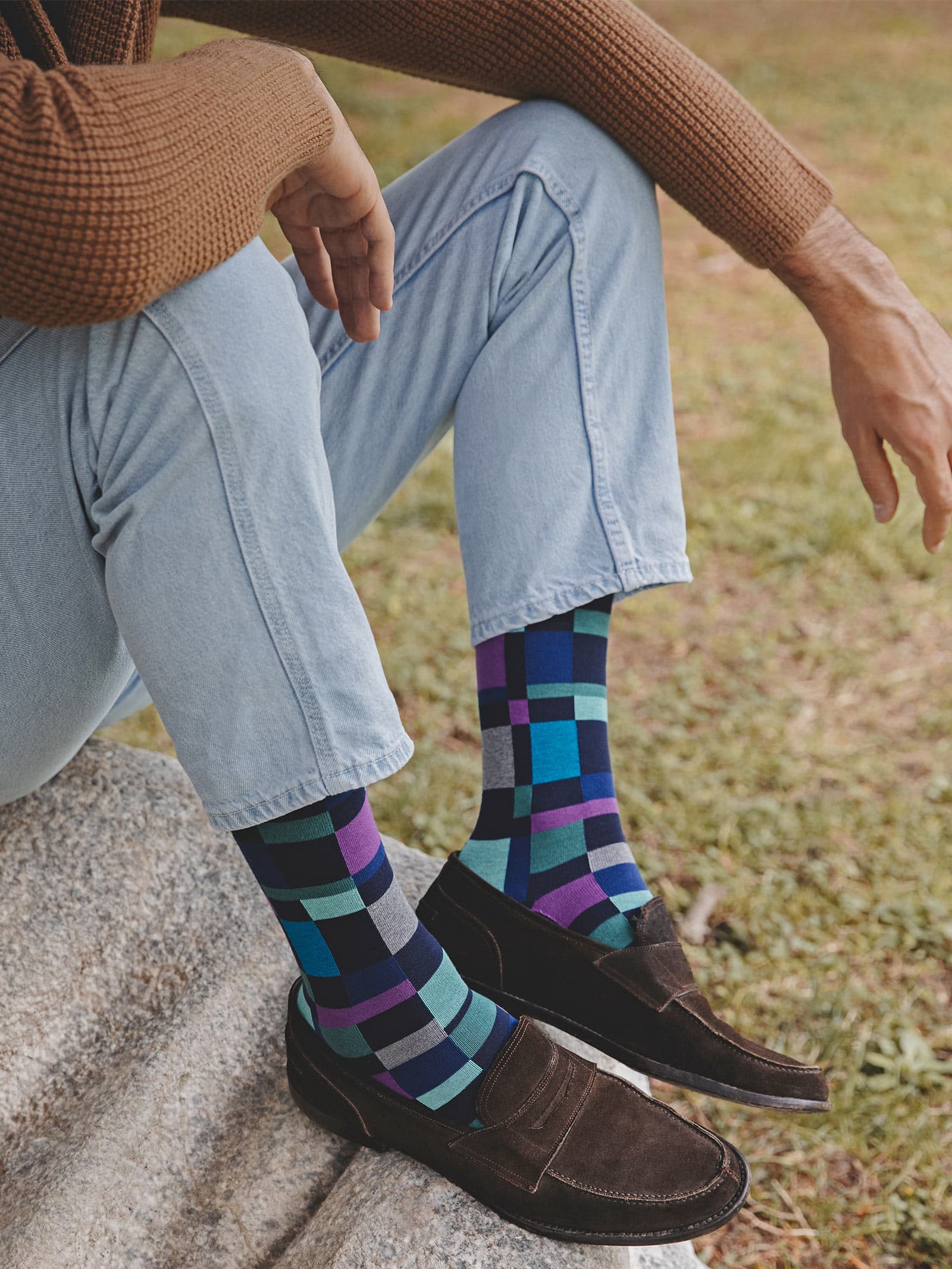 Calze Lunghe Uomo Block Color in Caldo Cotone - Made in Italy - Image 3