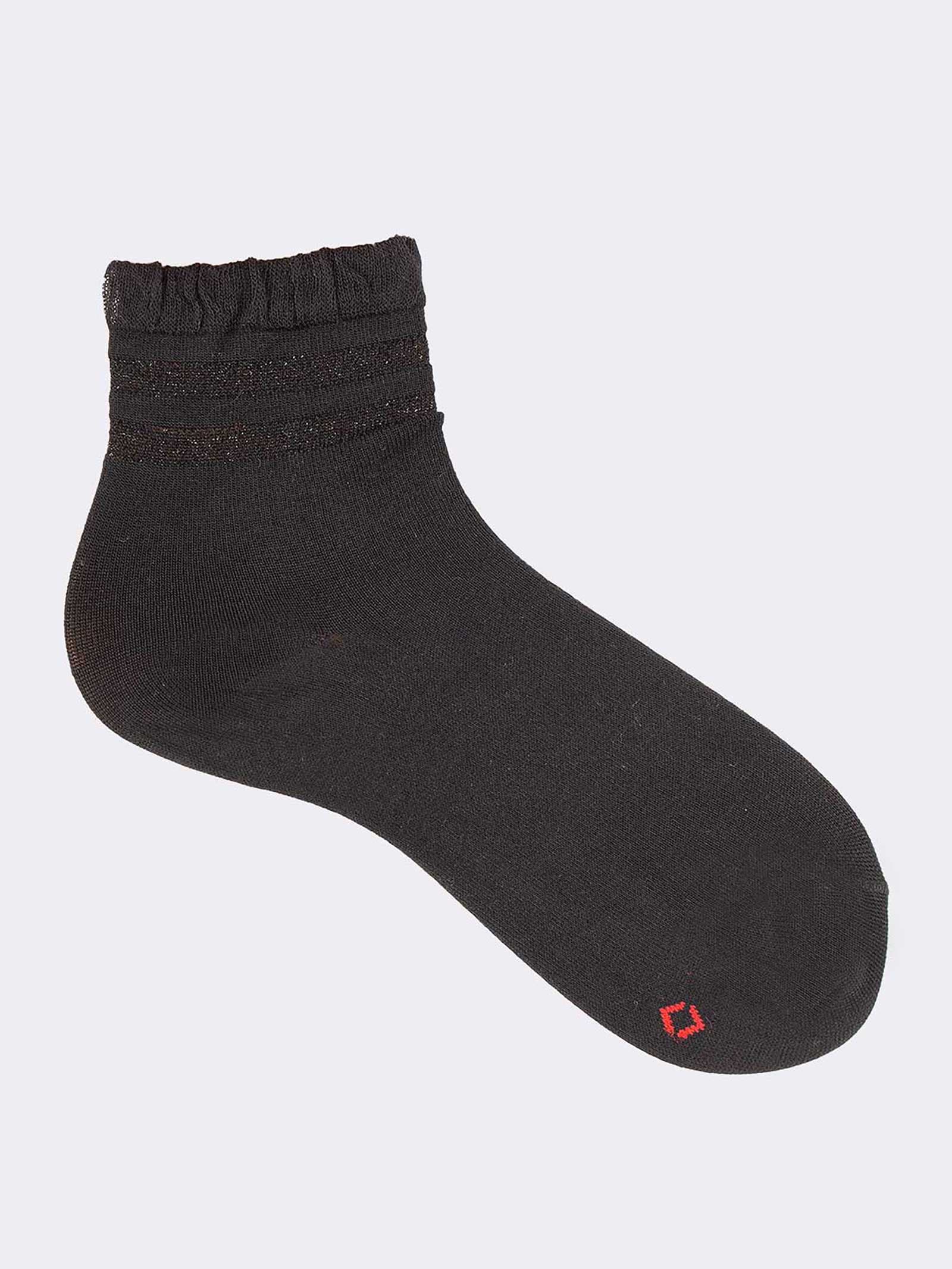 Calzini Donna Corti Fantasia con Righe sul Polsino - Eleganza e Comfort - Image 1