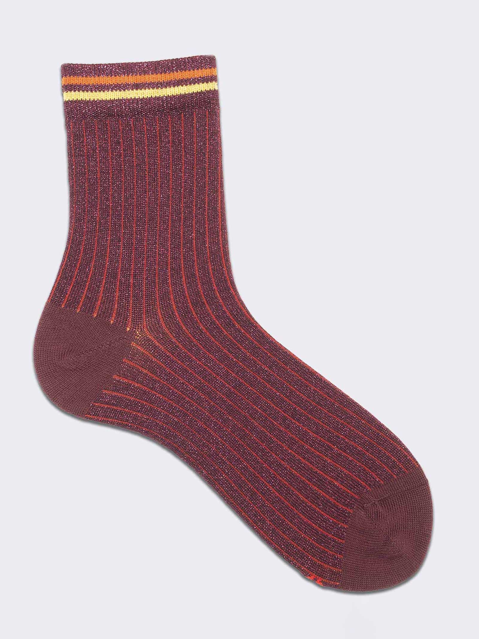 Calzini Donna a Righe con Filo Metallizzato - Eleganti Calze Corte in Cotone - Image 1