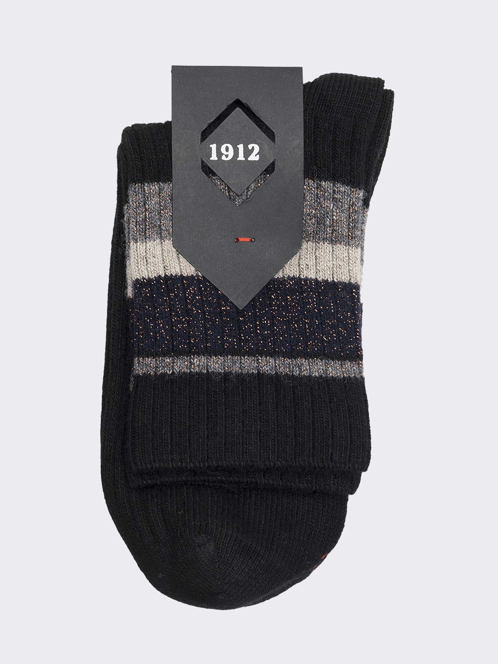 Calze corte donna a coste con riga Lurex in misto Cashmere - Made in Italy - Image 2