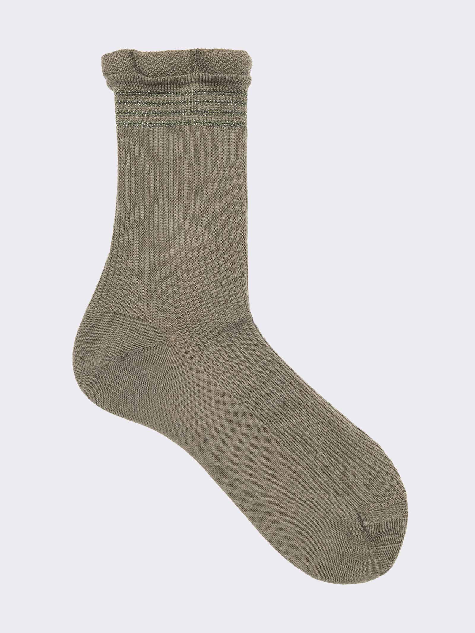 Calze corte donna a Costine con polsino  in caldo cotone - Made in Italy - Image 1