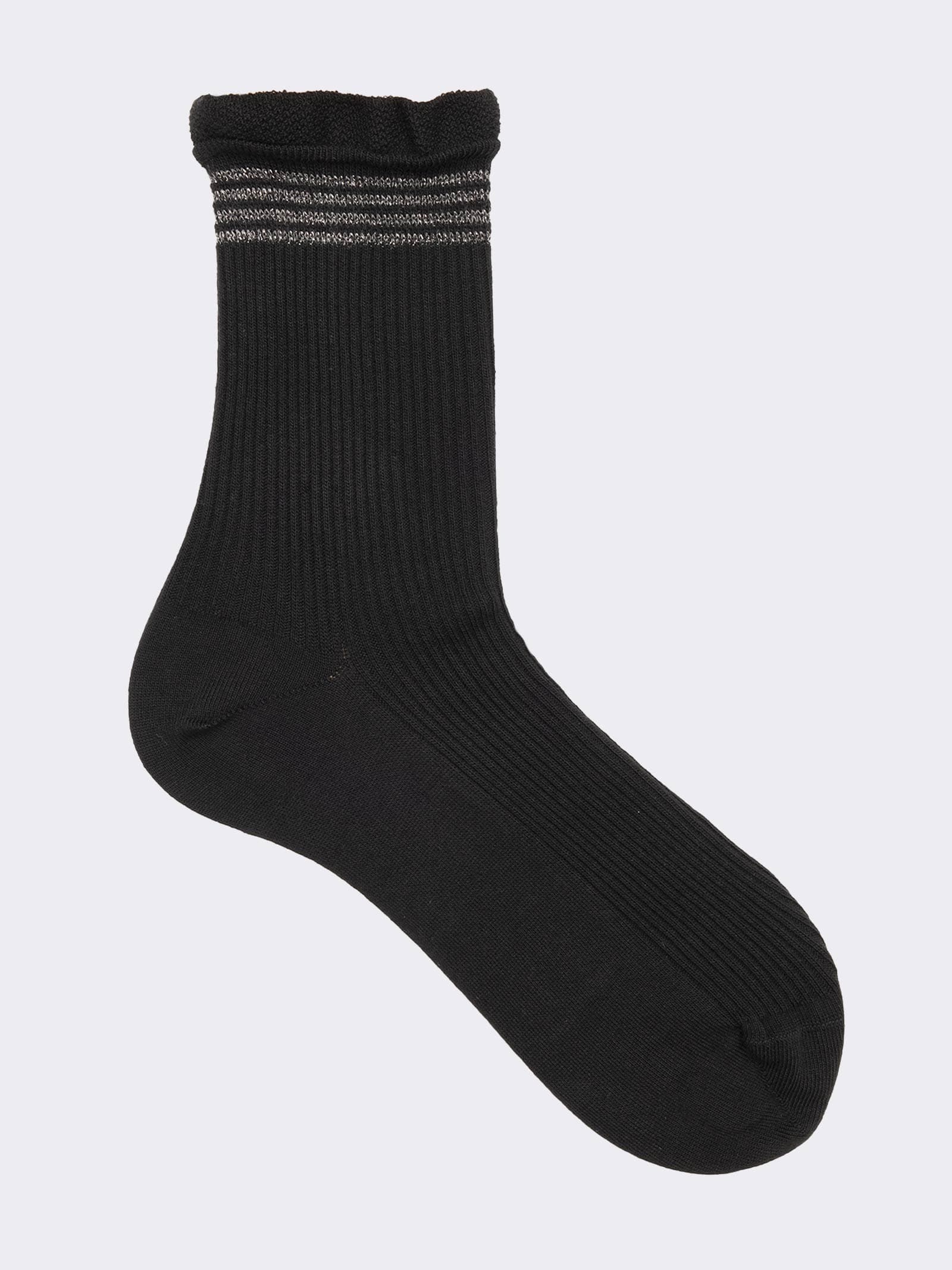 Calze corte donna a Costine con polsino in caldo cotone - Made in Italy