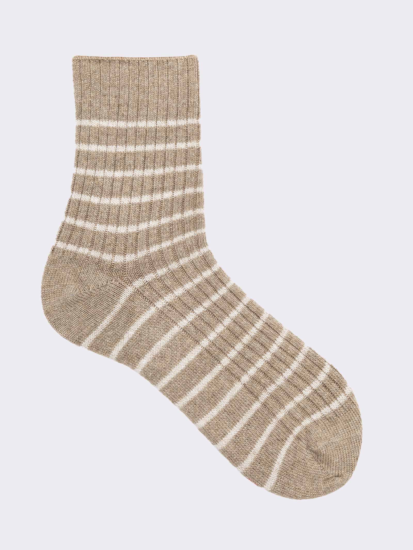 Calze corte donna fantasia a Righe in misto Cashmere - Made in Italy - Image 1
