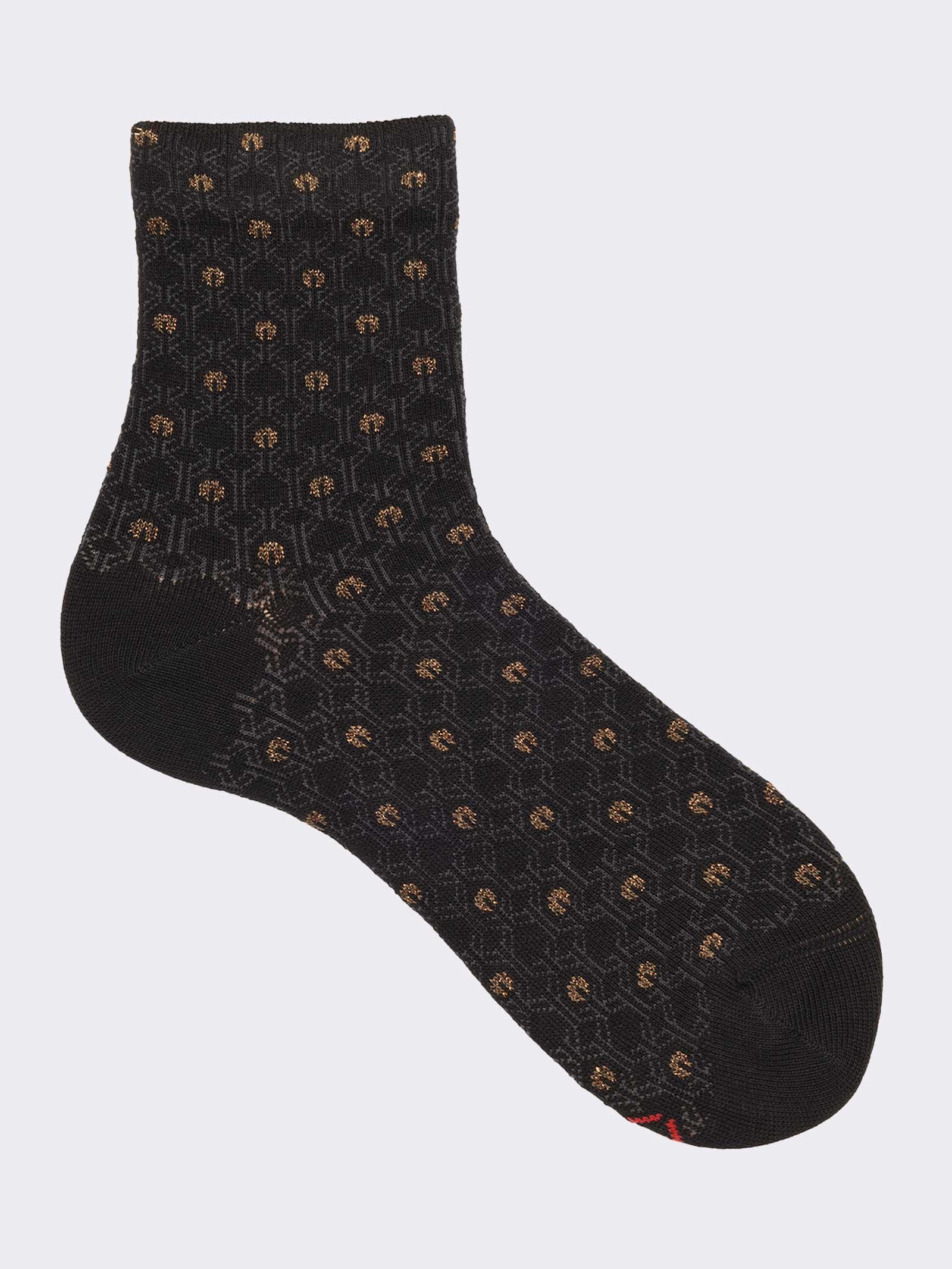 Calze corte donna fantasia Vintage in caldo cotone - Made in Italy - Image 1