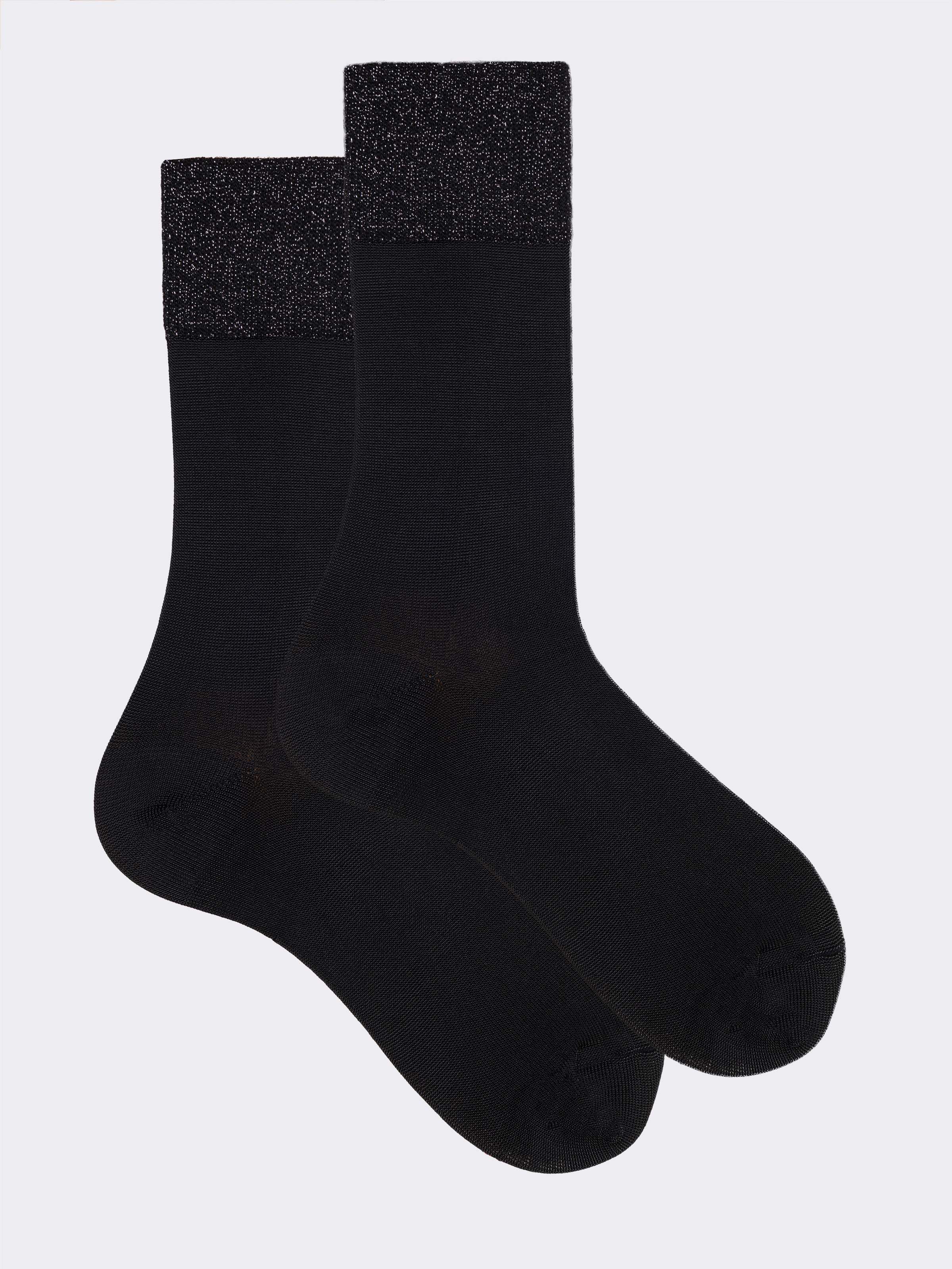 Calze tinta unita con polsino Lurex - Made in Italy