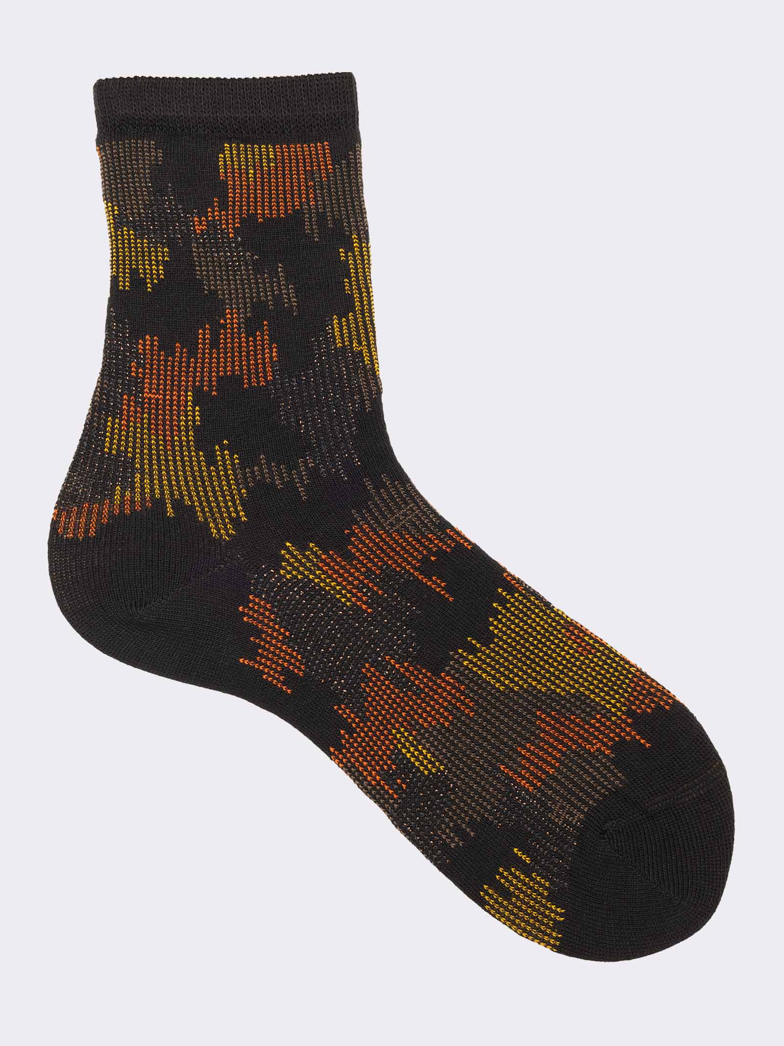 Calze corte donna fantasia Militare in caldo Cotone - Made in Italy - Image 1
