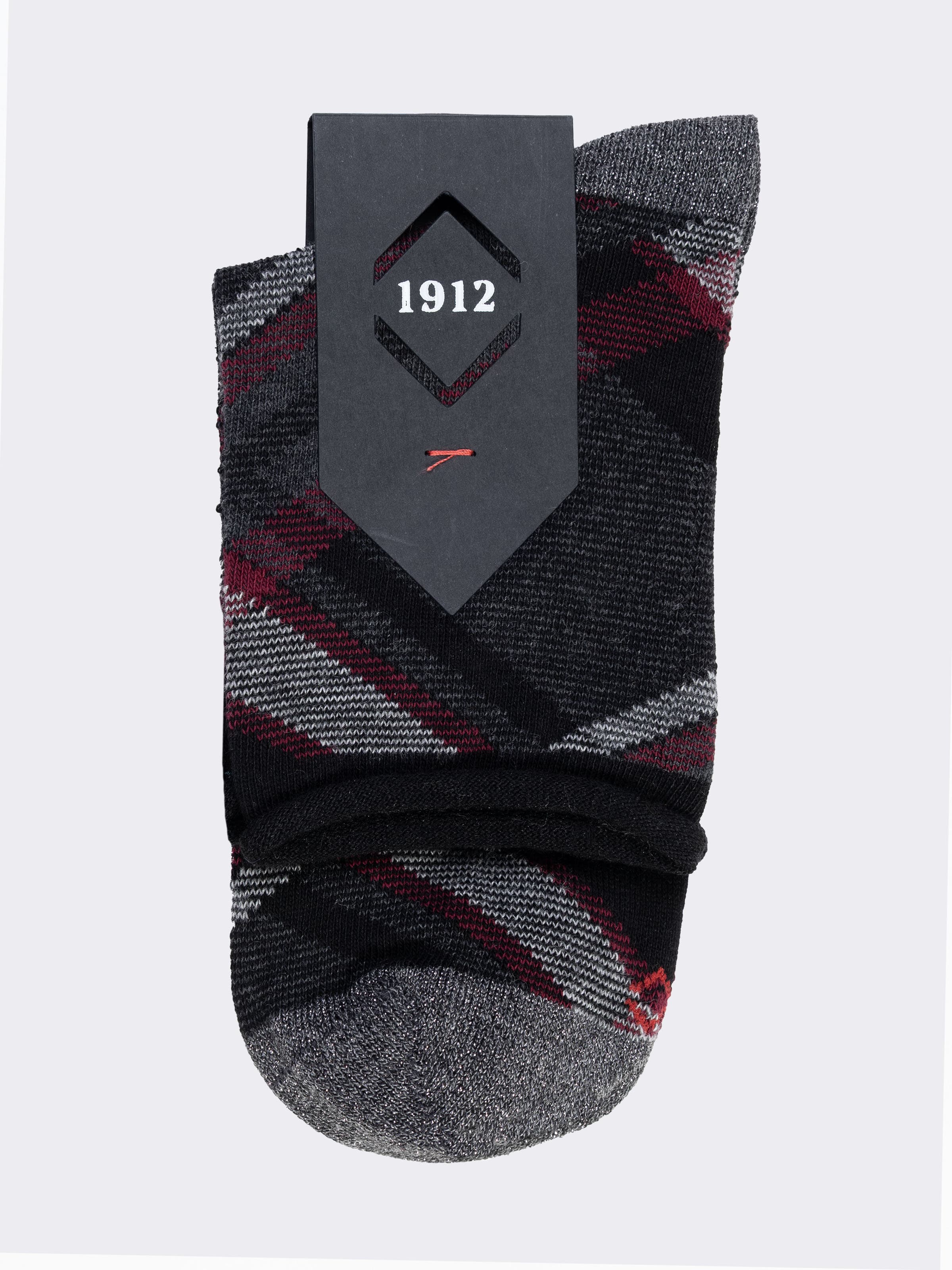 Calze Corte Fantasia Tartan in Caldo Cotone - Made in Italy - Image 2