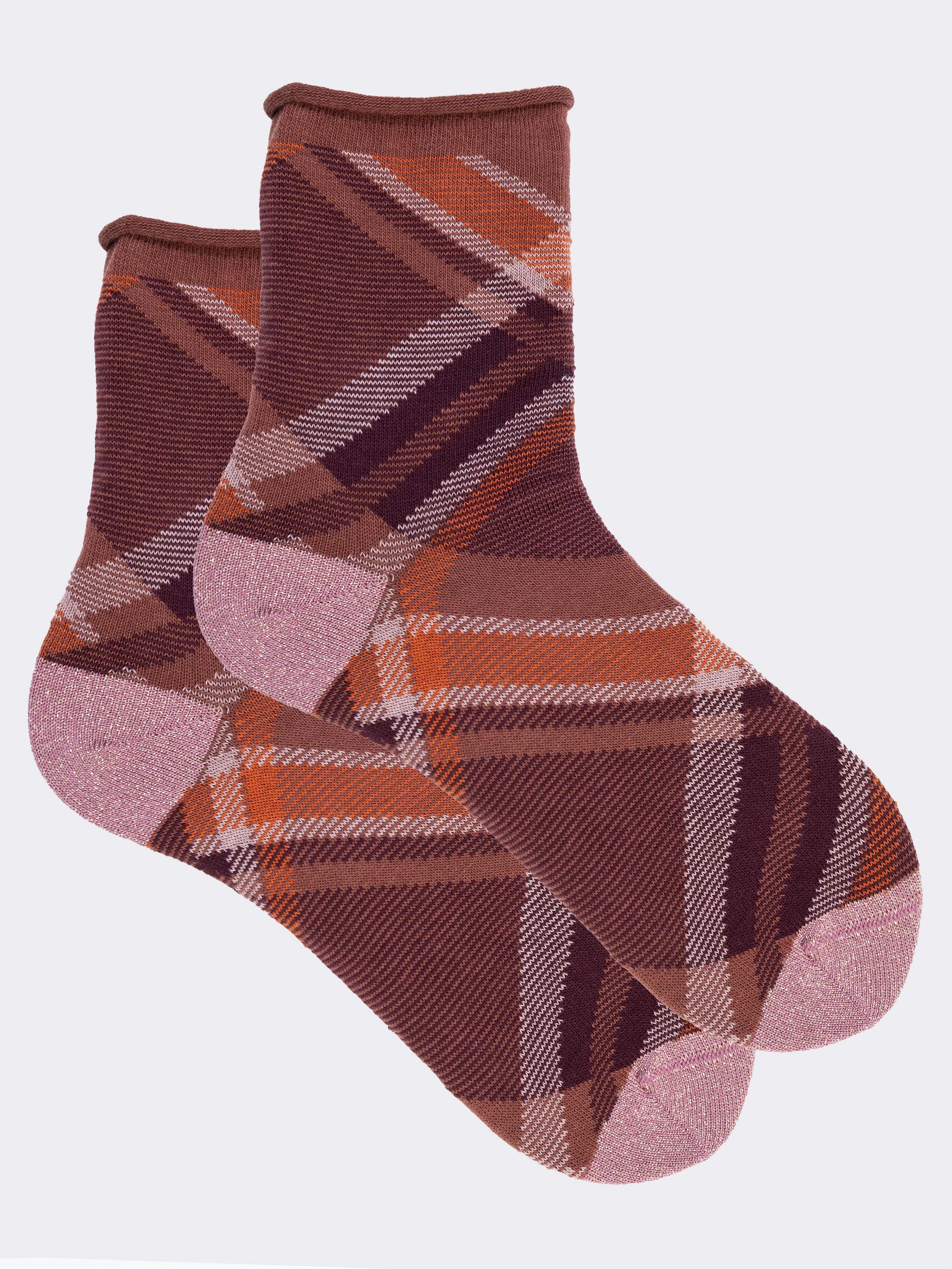 Calze Corte Fantasia Tartan in Caldo Cotone - Made in Italy