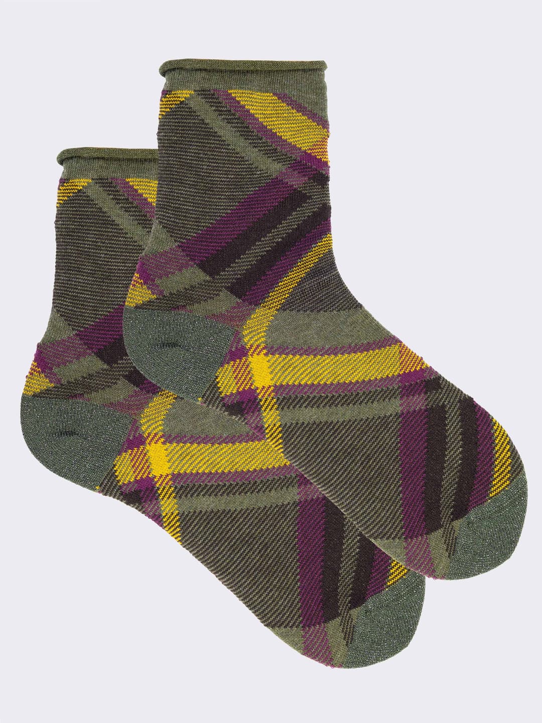 Calze Corte Fantasia Tartan in Caldo Cotone - Made in Italy