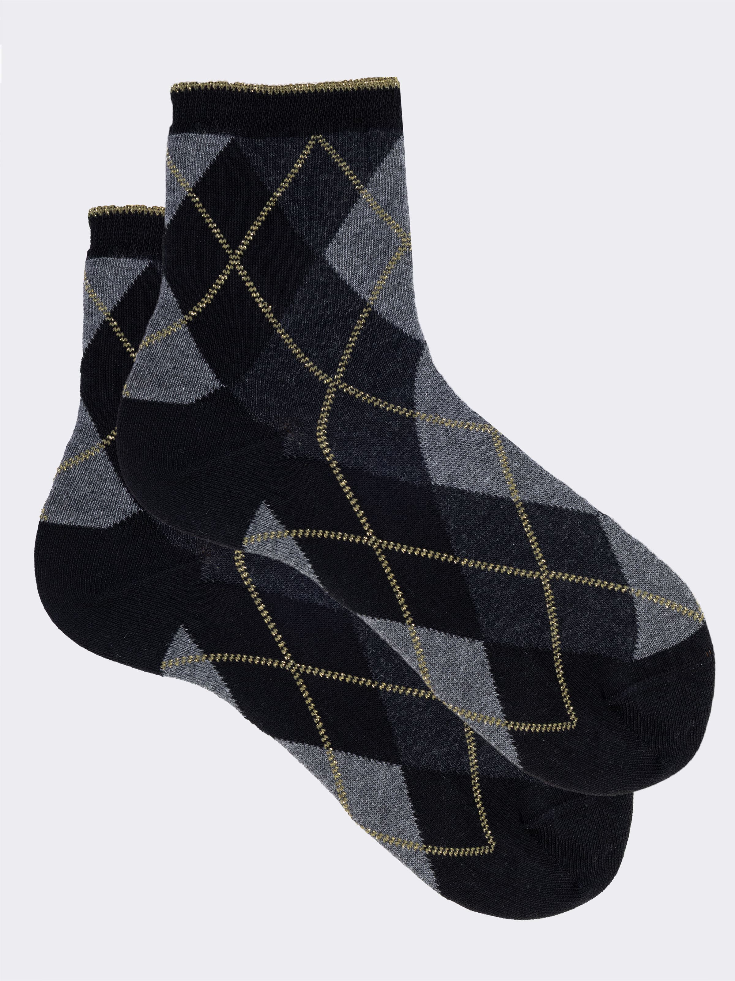 Calze corte fantasia Rombi Lurex in Caldo Cotone - Made in Italy - Image 1