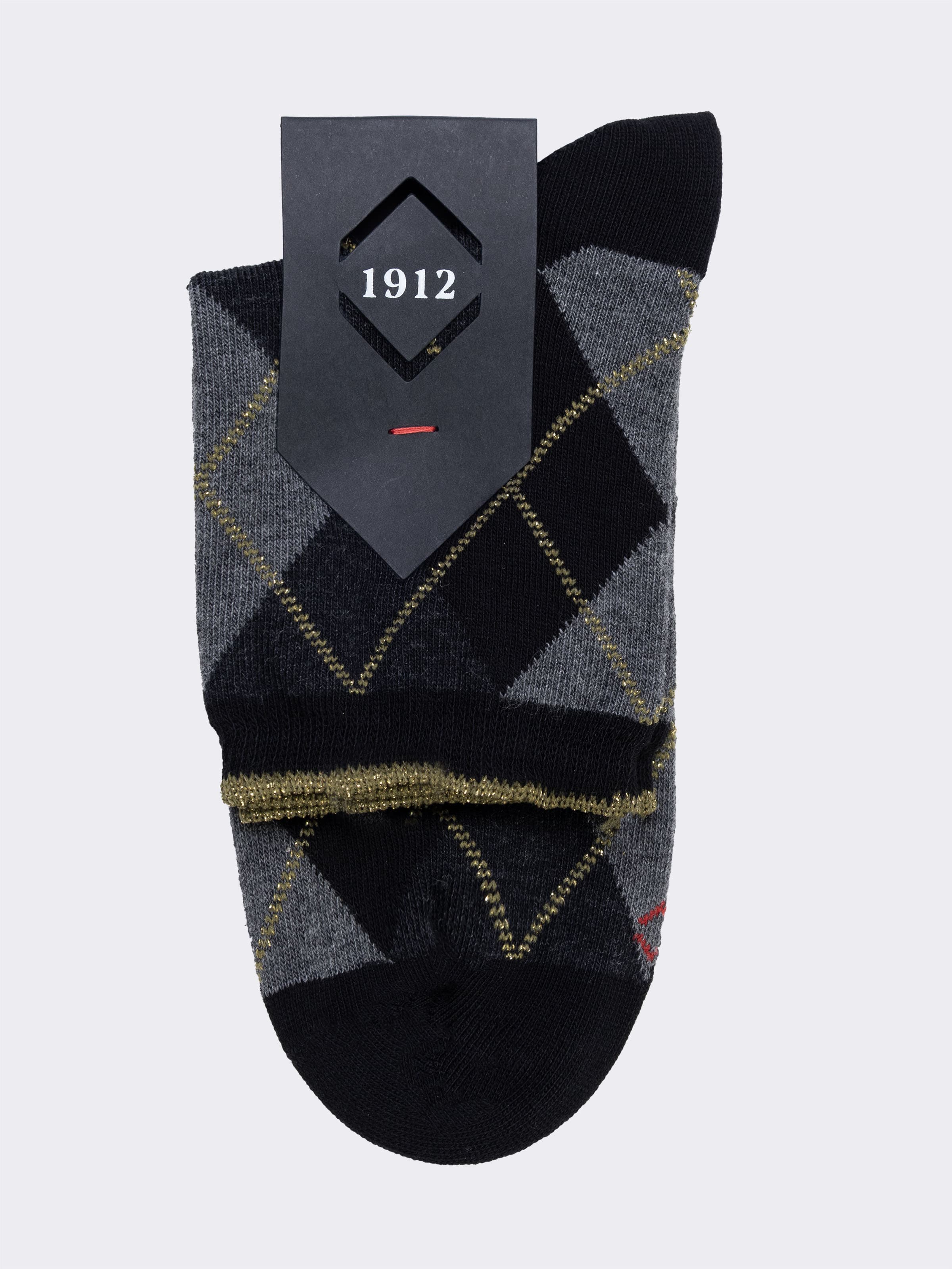 Calze corte fantasia Rombi Lurex in Caldo Cotone - Made in Italy - Image 3