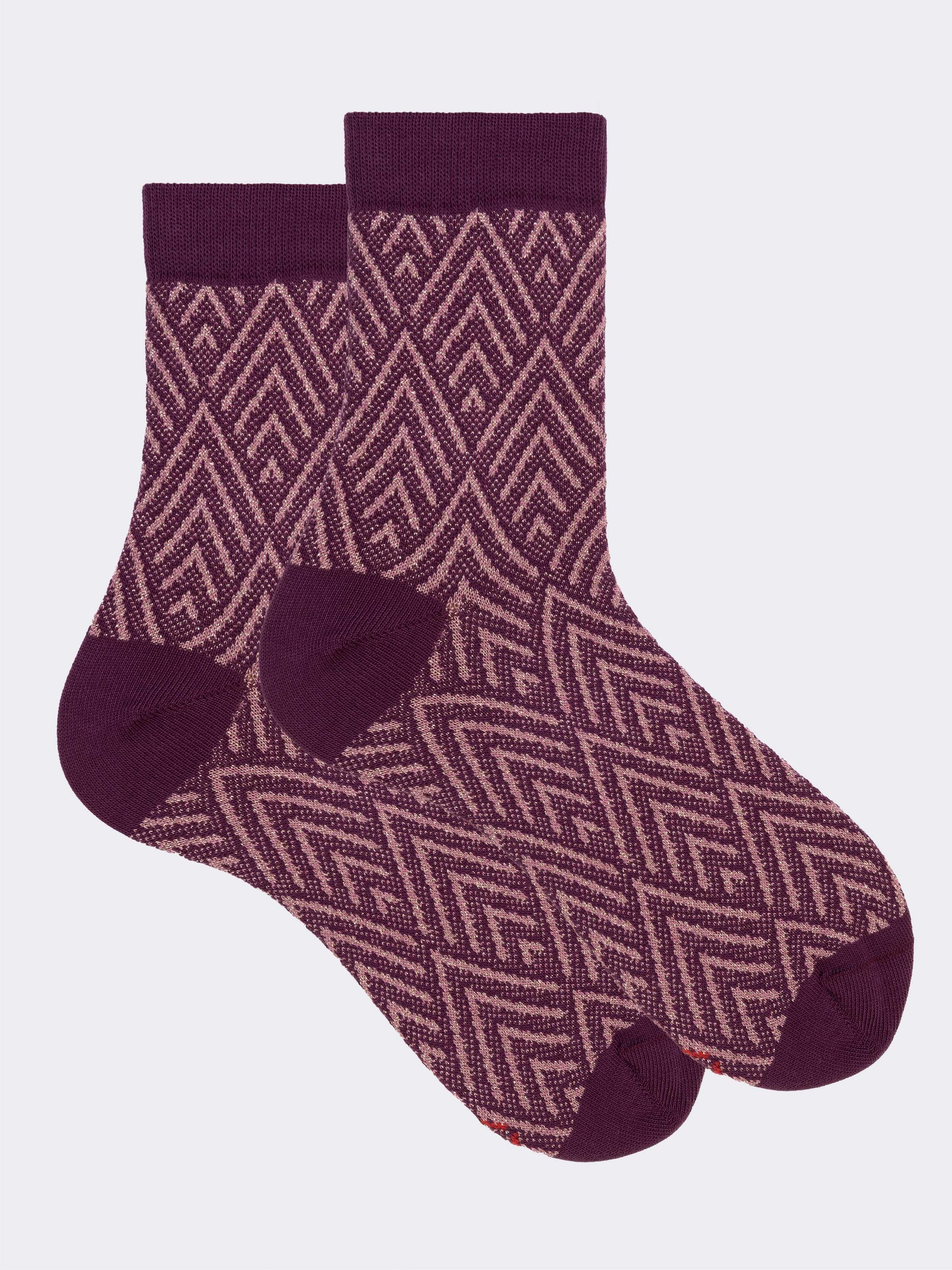 Calze corte donna fantasia rombi in Caldo Cotone - Made in Italy - Image 1