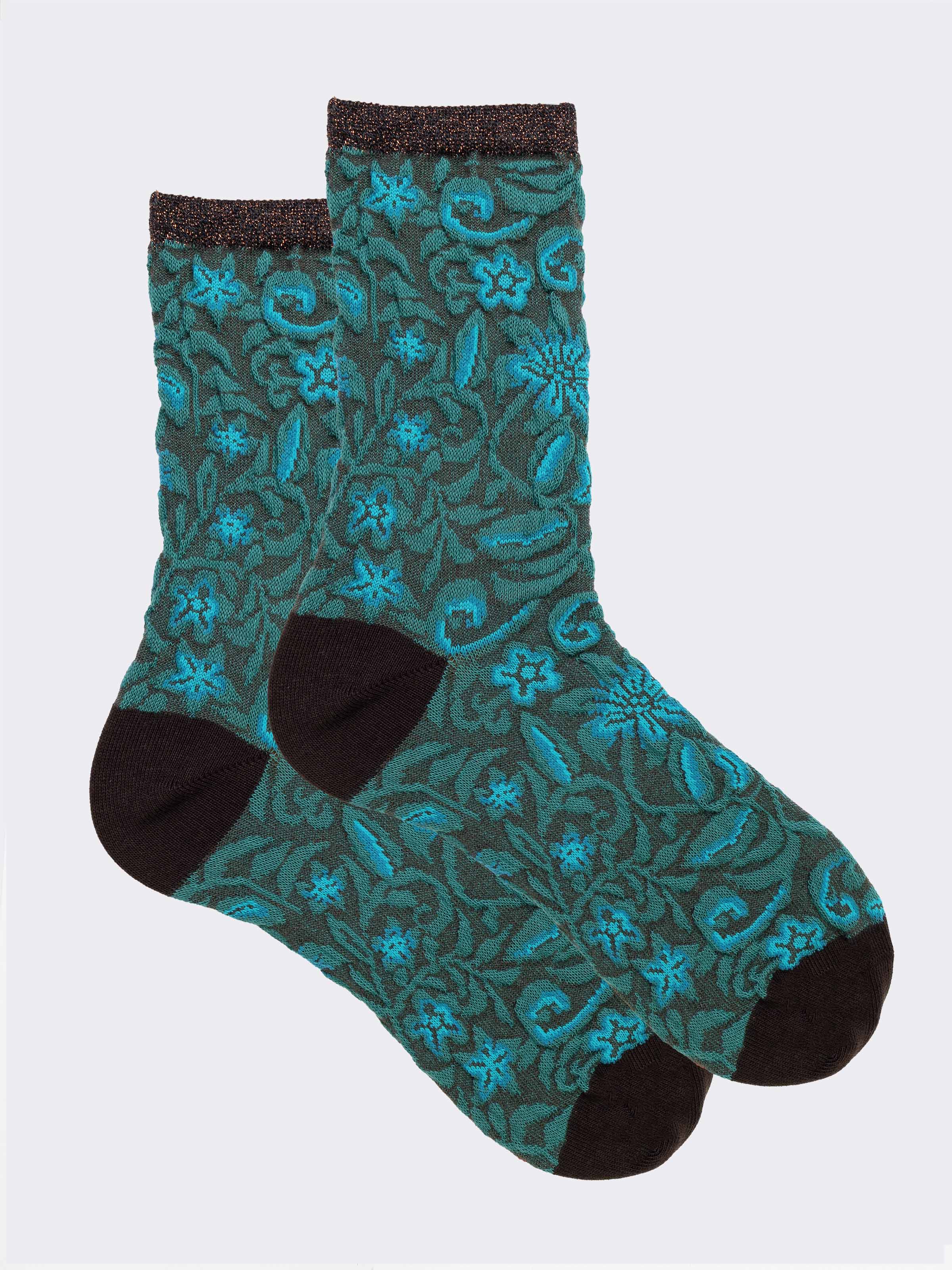 Calze Corte Fantasia Fiori in Caldo Cotone - Made in Italy - Image 1
