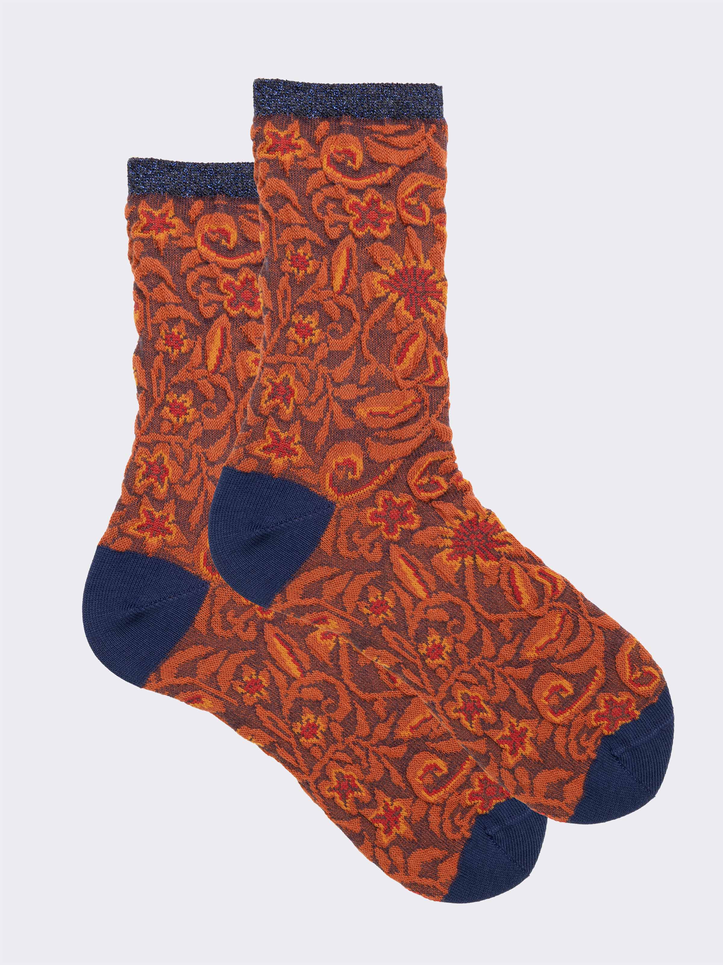 Calze Corte Fantasia Fiori in Caldo Cotone - Made in Italy