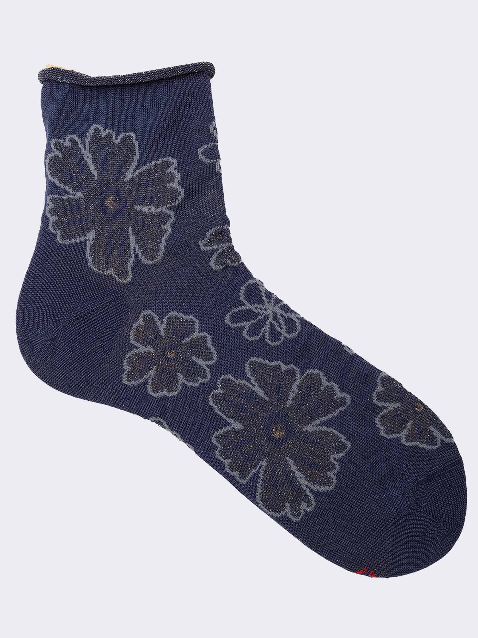 Calzini Donna Corti Floreali in Fresco Cotone - Design Fantasia Estivo - Image 1