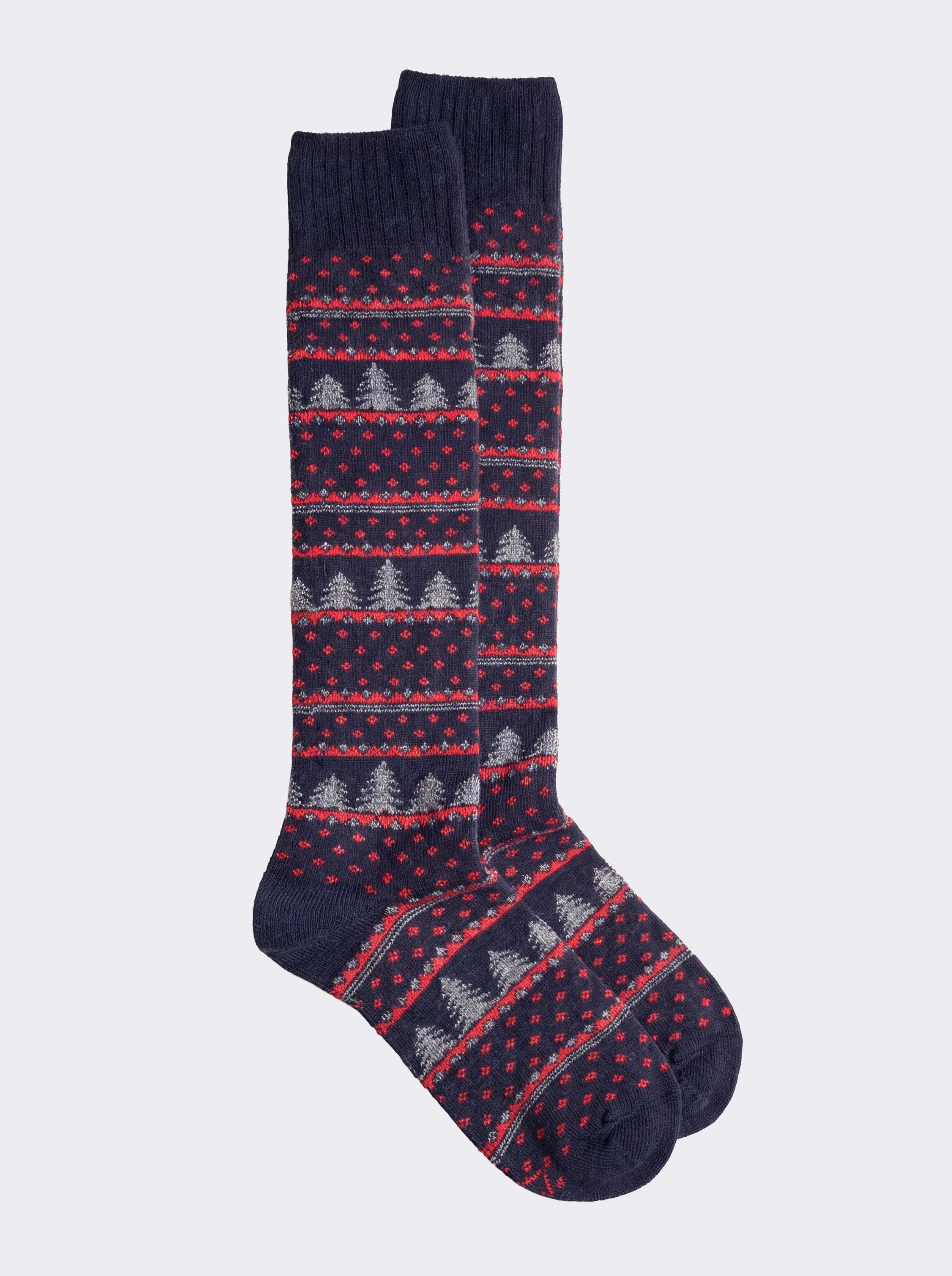 Calze lunghe uomo fantasia Natalizia in misto Cashmere
