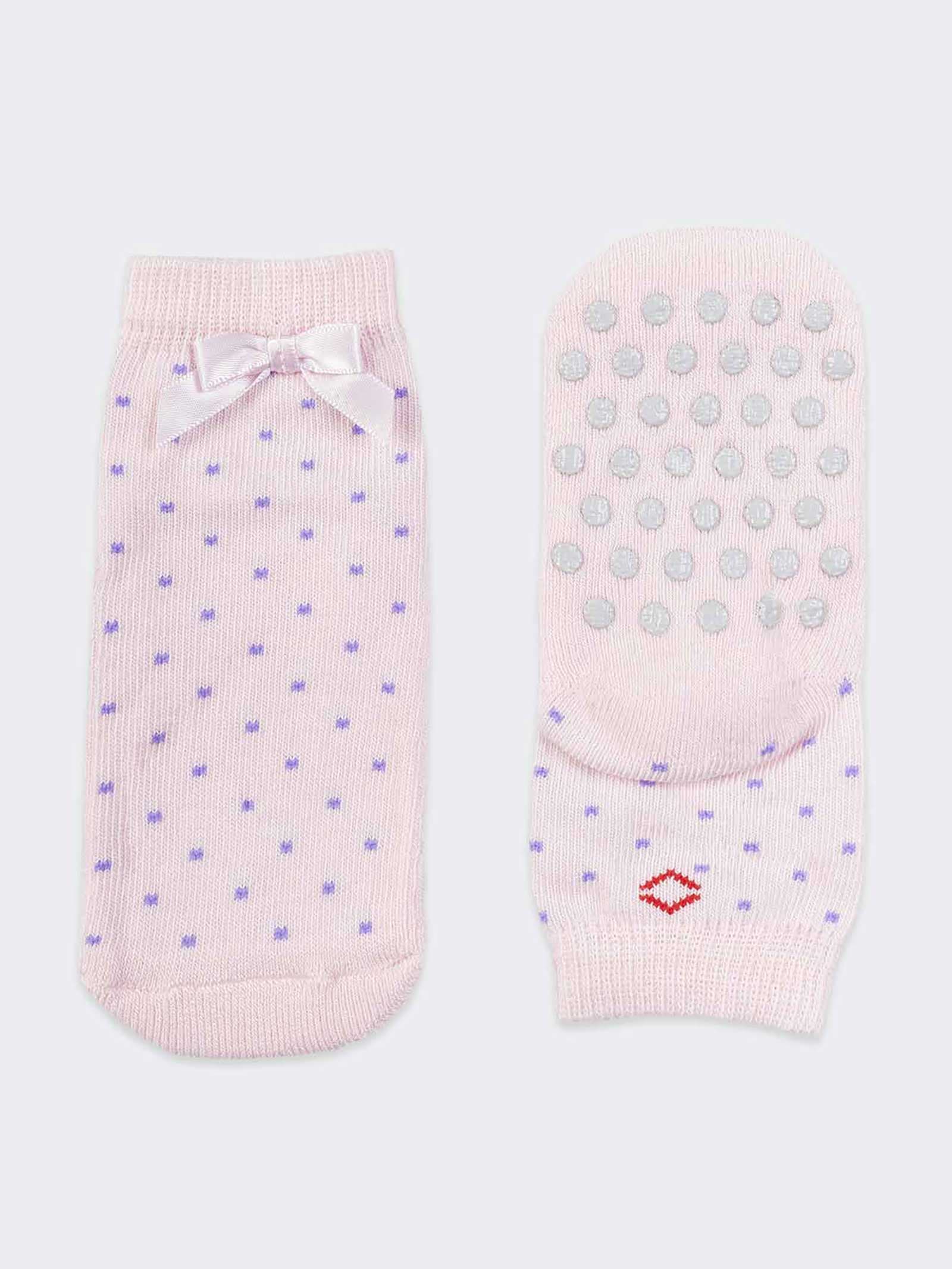 Calzini Antiscivolo per Neonato con Fiocco e Pois - Image 1