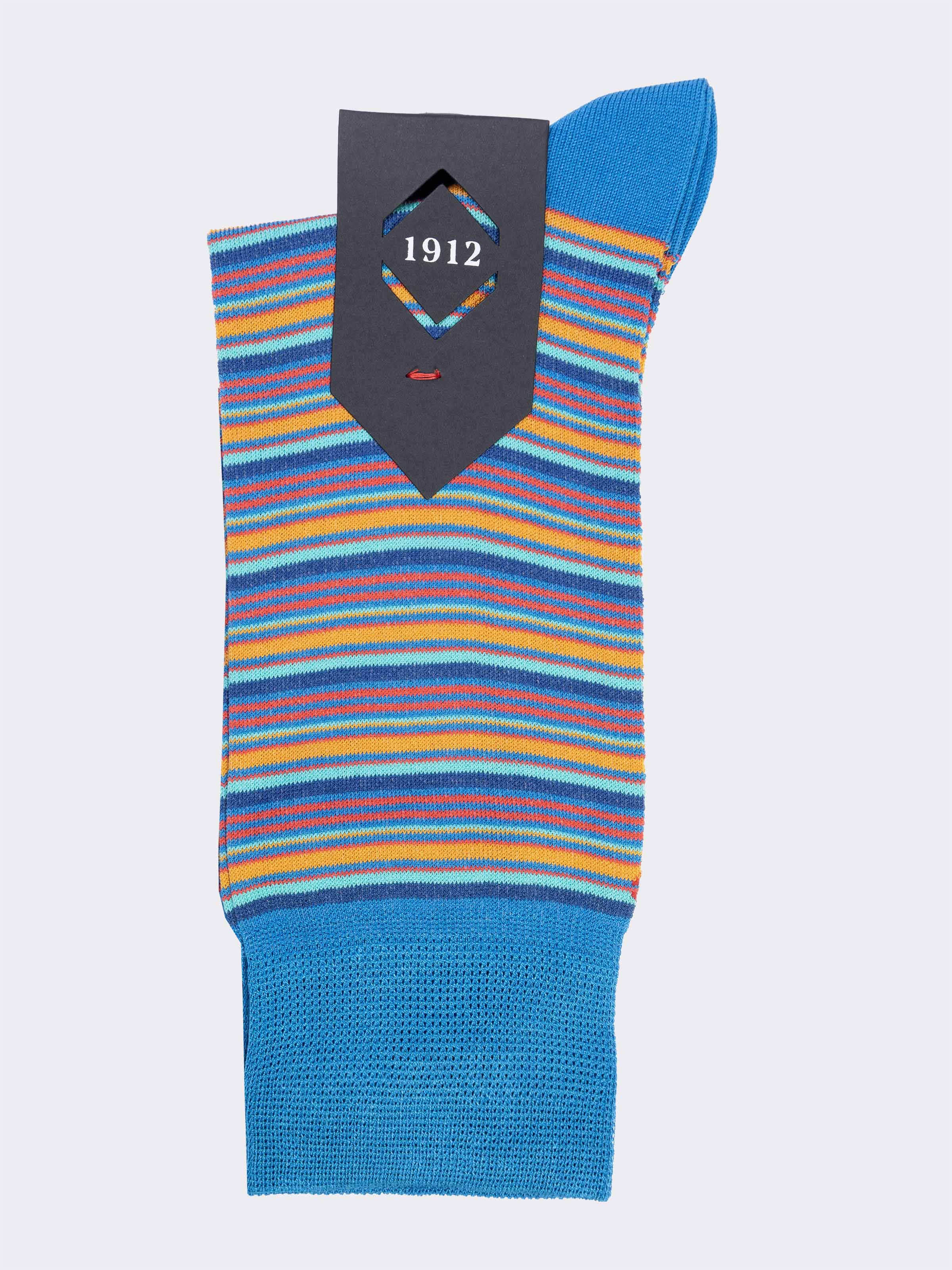 Calze lunghe in fresco Cotone fantasia Mille Righe Multicolor - Image 3