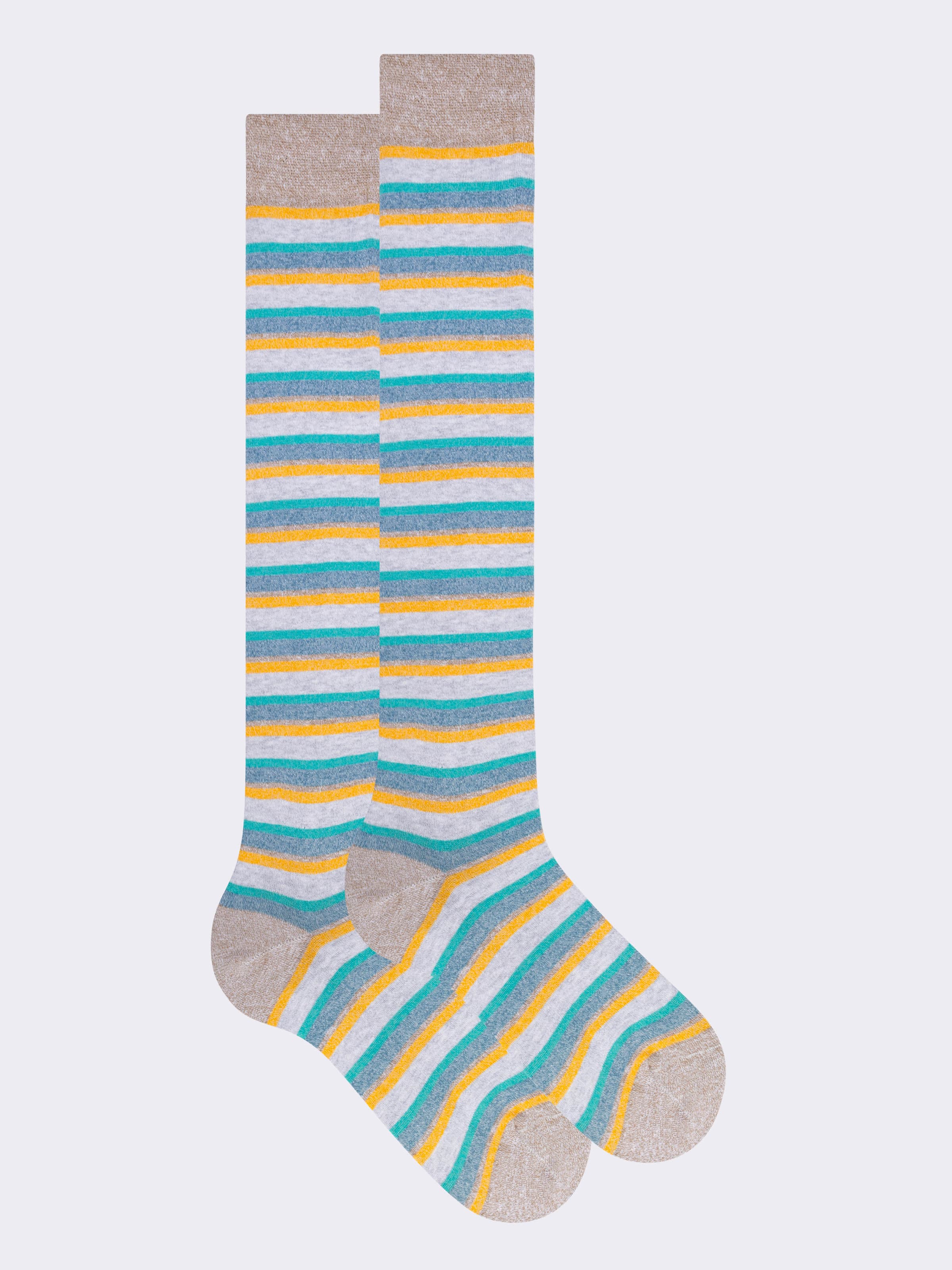 Calze lunghe fantasia Righe in Cotone misto Lino - Image 1