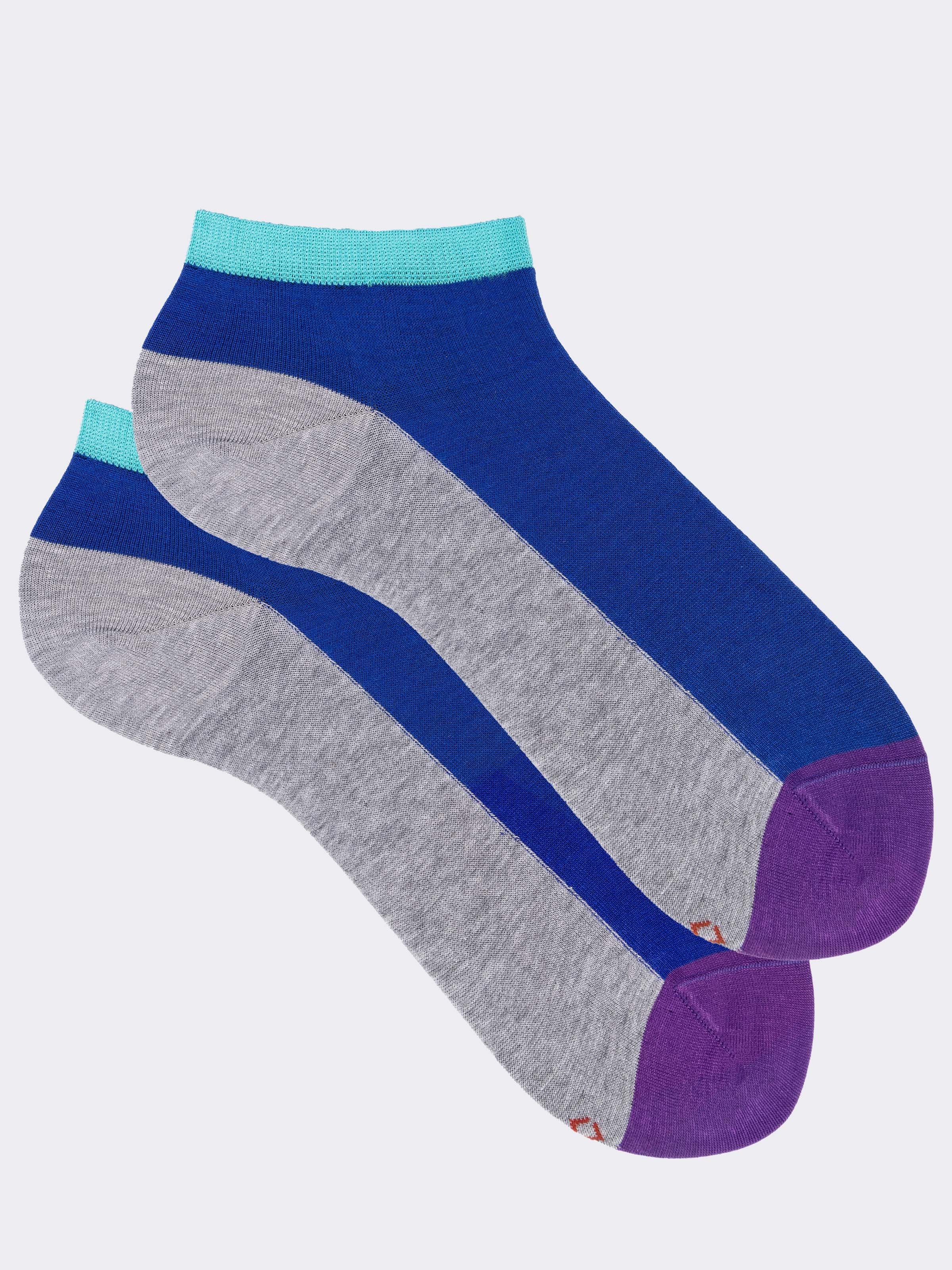 Calze sneakers in fresco Cotone fantasia Color Block - Image 1