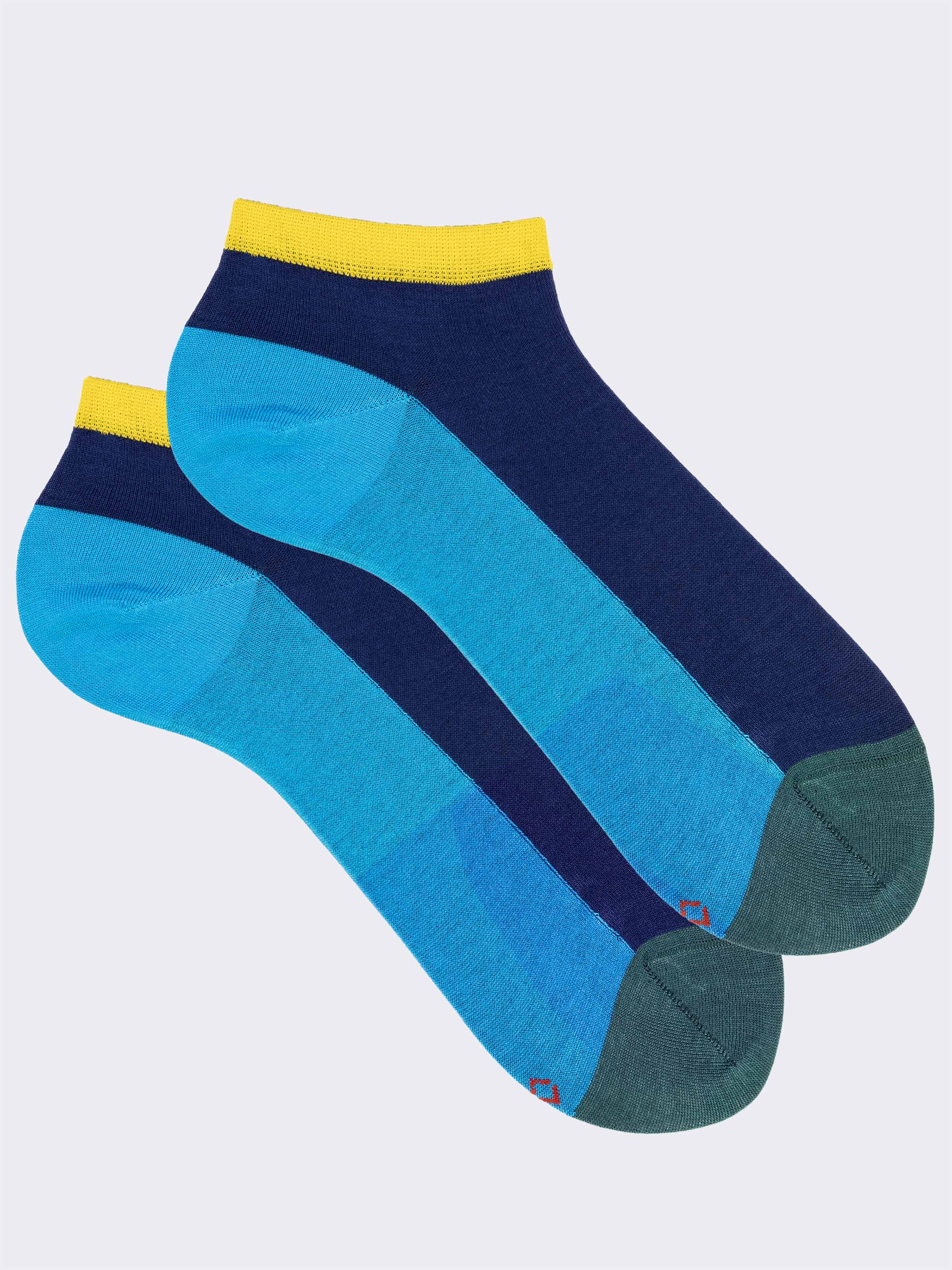 Calze sneakers in fresco Cotone fantasia Color Block - Image 1