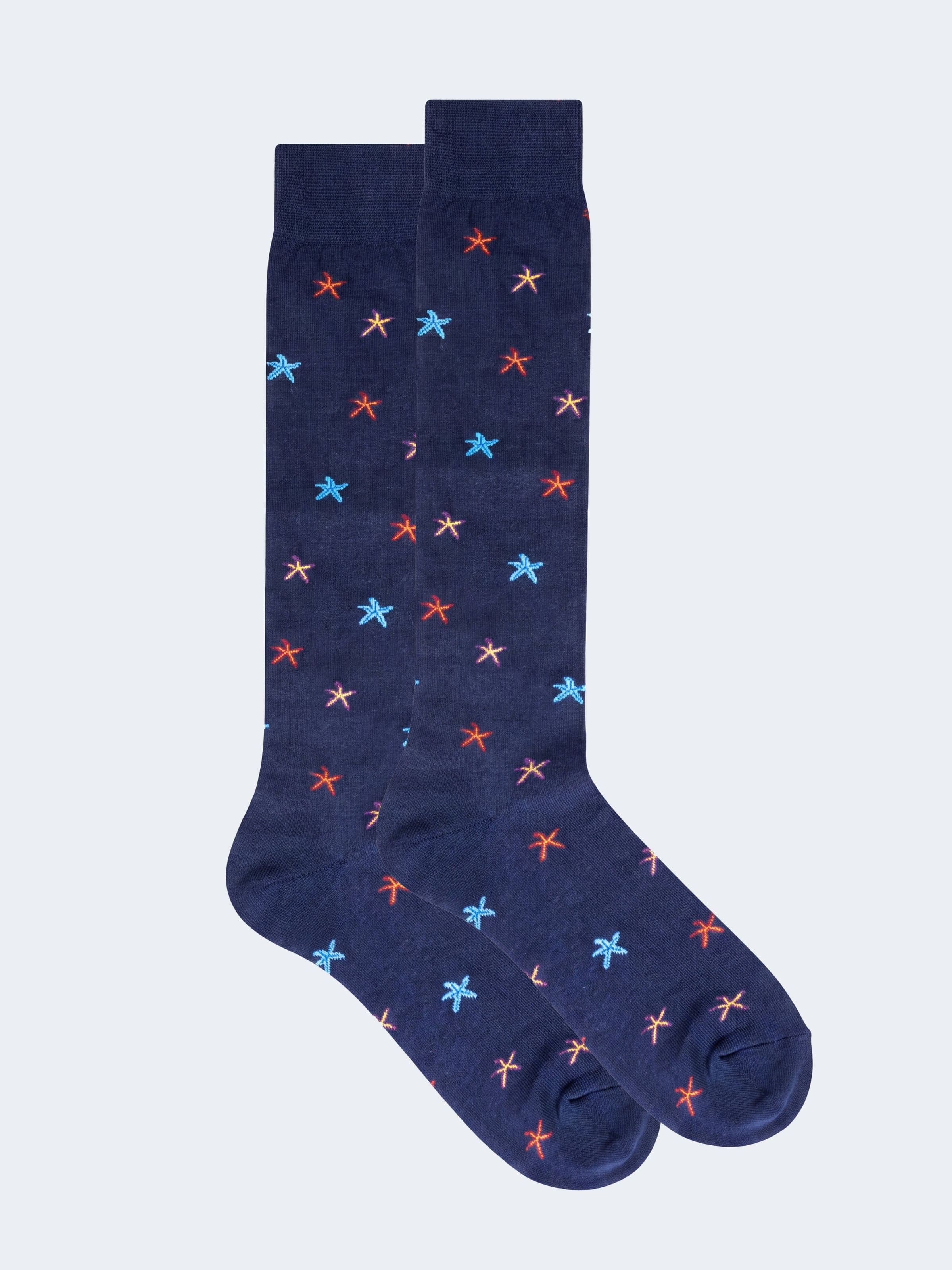 Calze Uomo Lunghe in Cotone Fantasia Stelle Marine