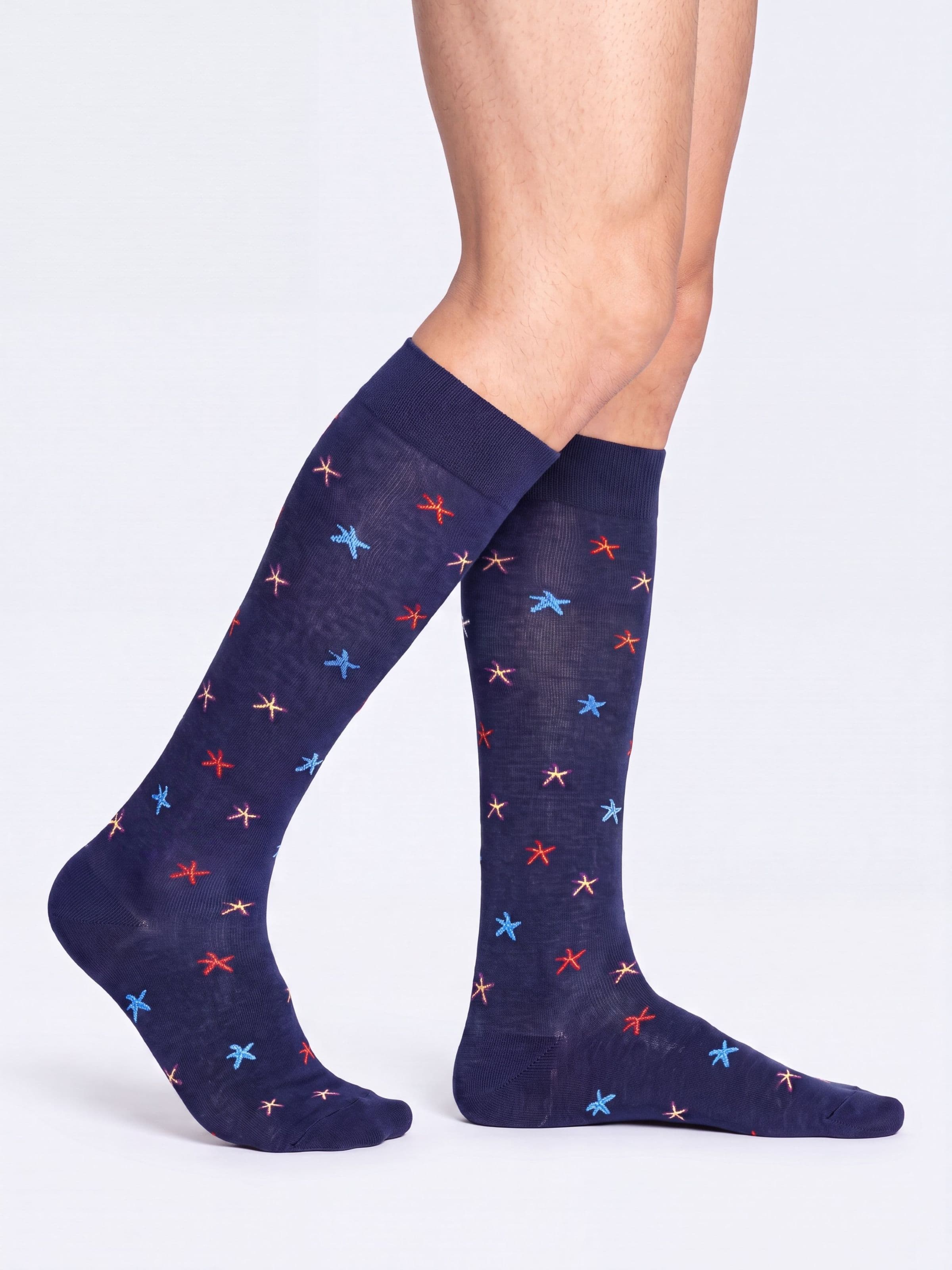 Calze Uomo Lunghe in Cotone Fantasia Stelle Marine - Image 3
