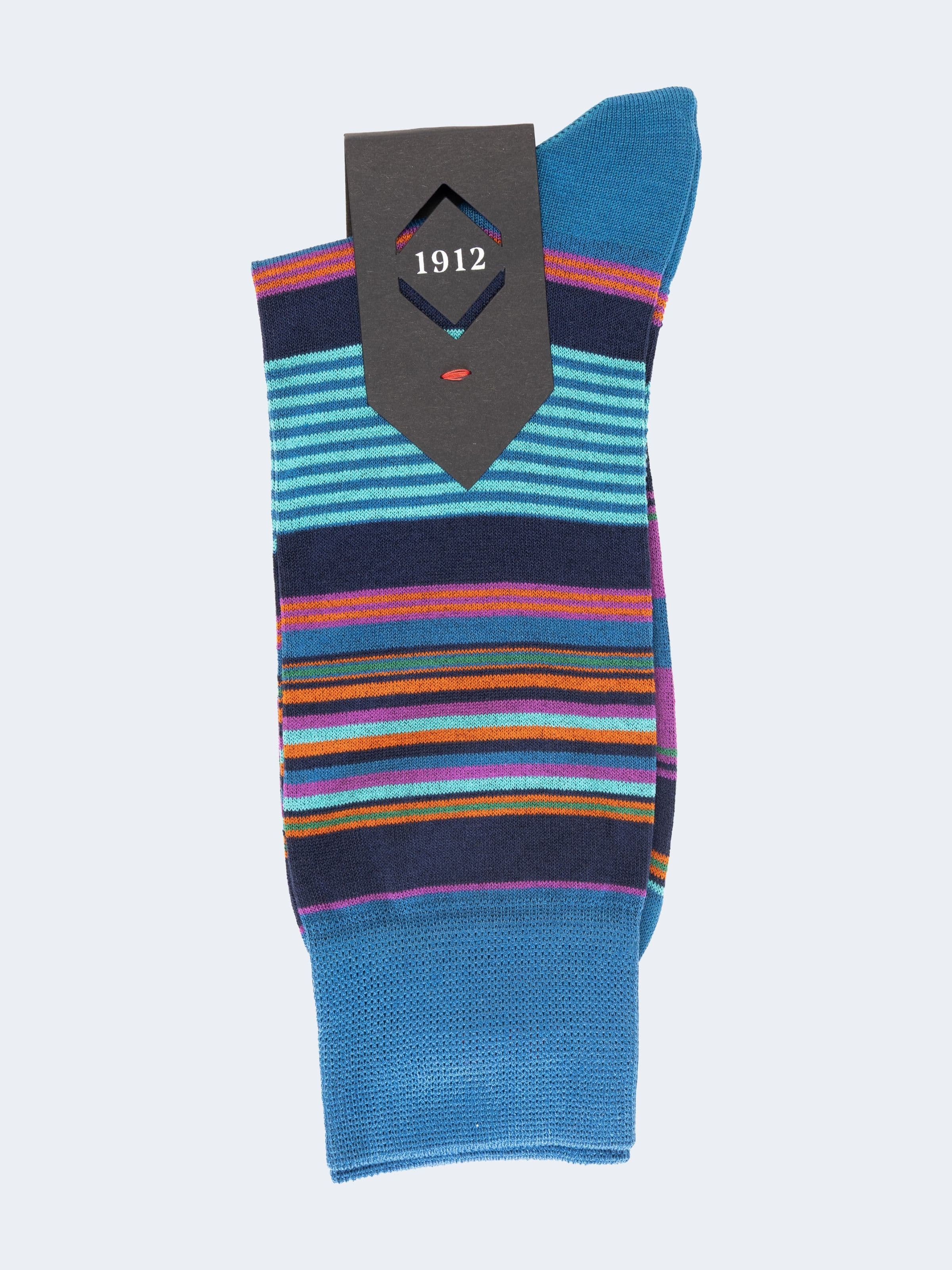 Calze Uomo Corte in Cotone Fantasia Righe Multicolore - Image 2