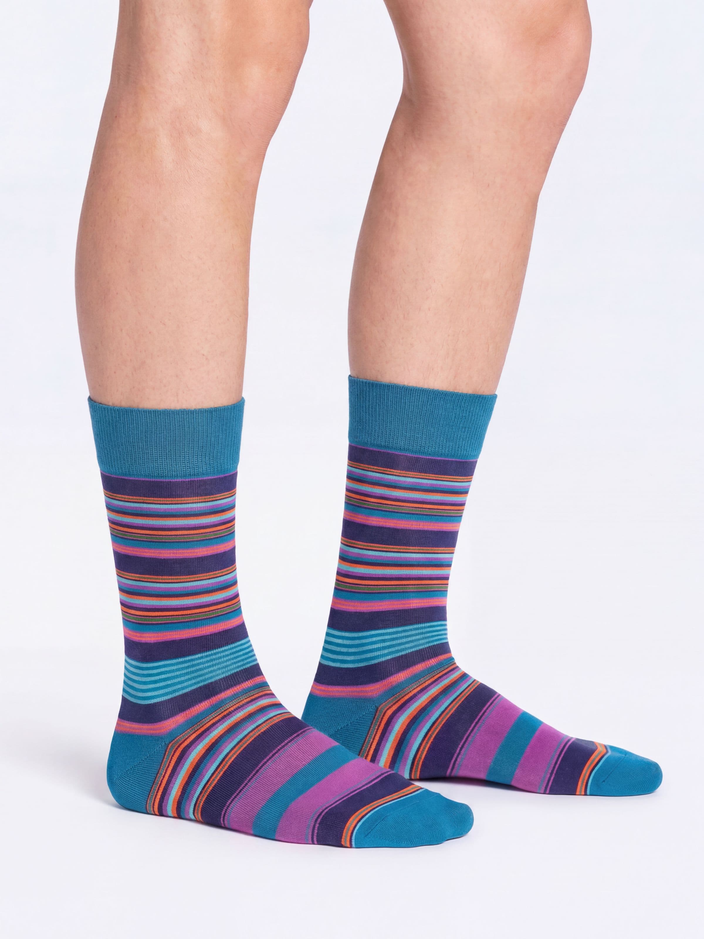 Calze Uomo Corte in Cotone Fantasia Righe Multicolore - Image 3
